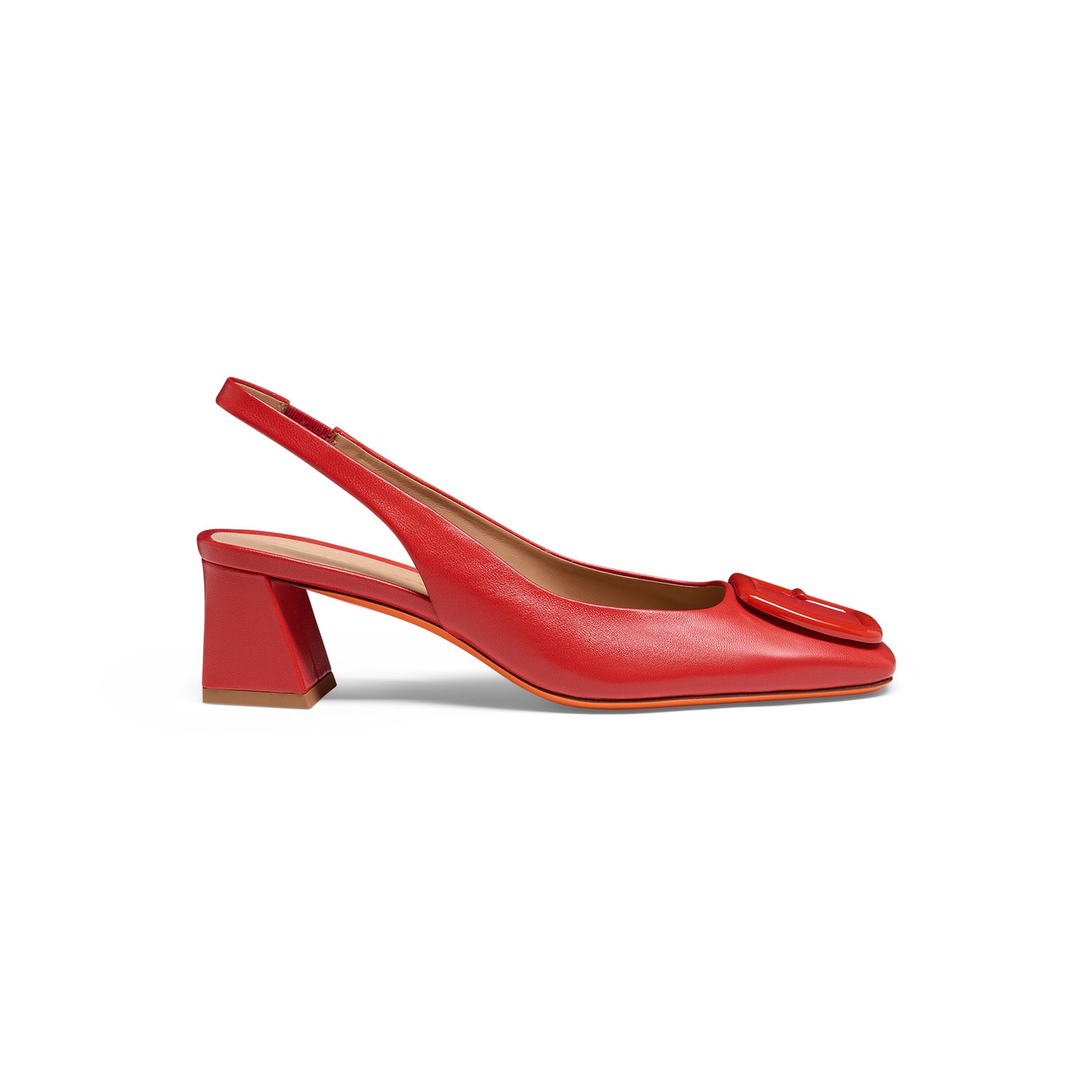 Women's red leather mid-heel slingback - 1