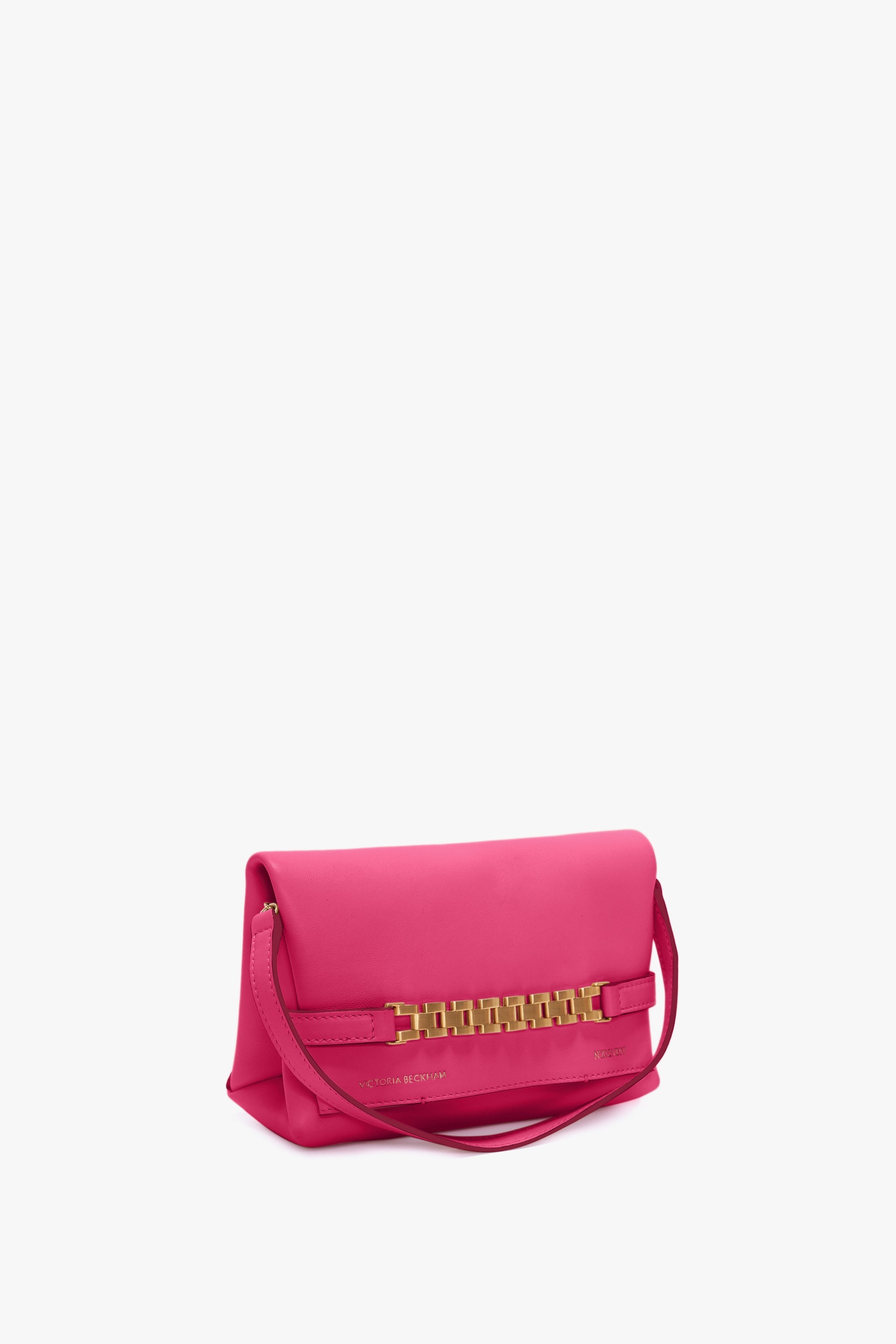 Mini Chain Pouch In Fuchsia Leather - 5