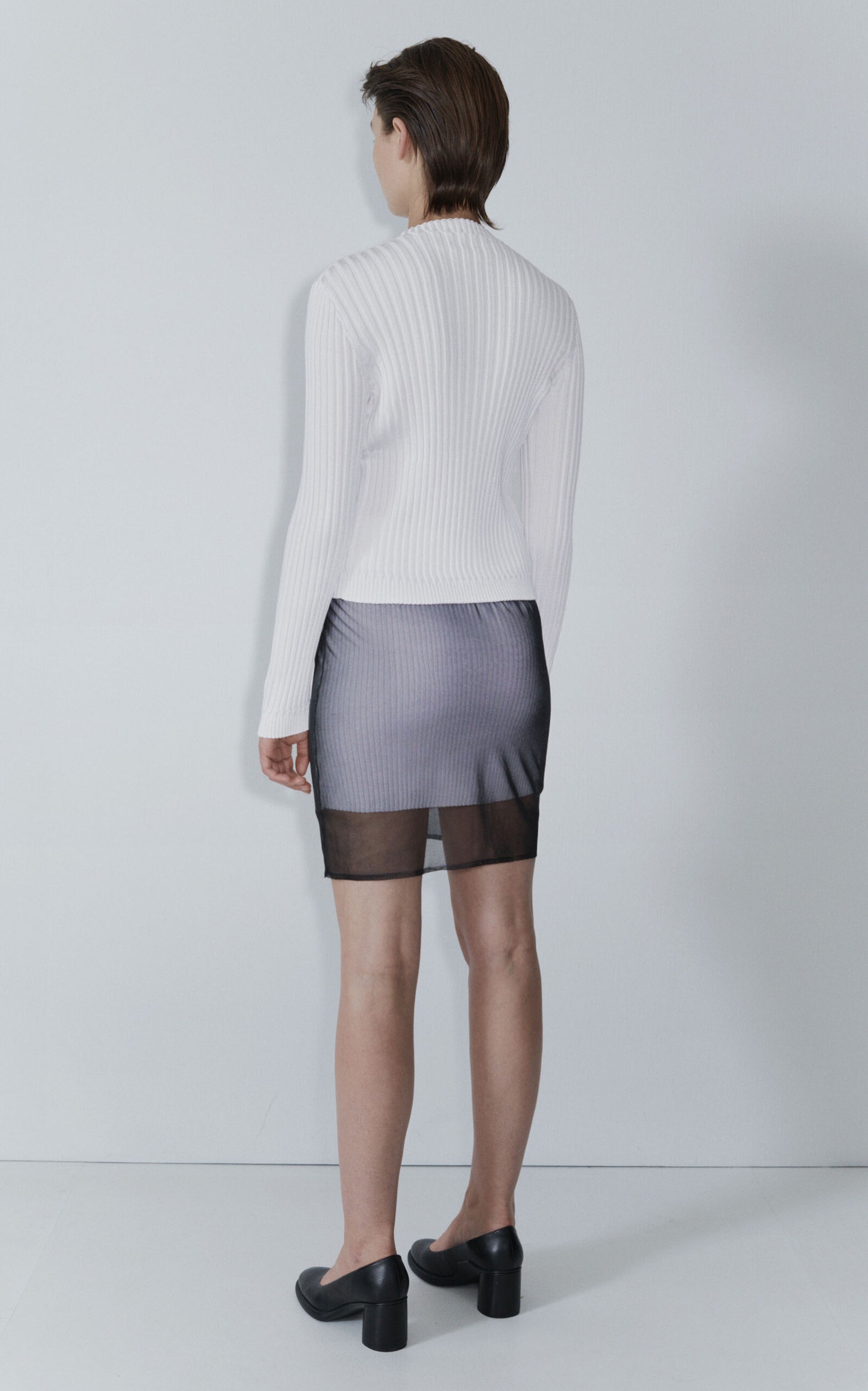 Ann Mesh-Nylon Mini Skirt black/white - 3