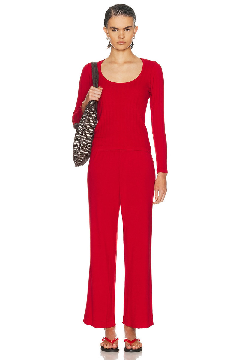 DONNI. The Varied Rib Long Sleeve Scoop Neck Tee outlook