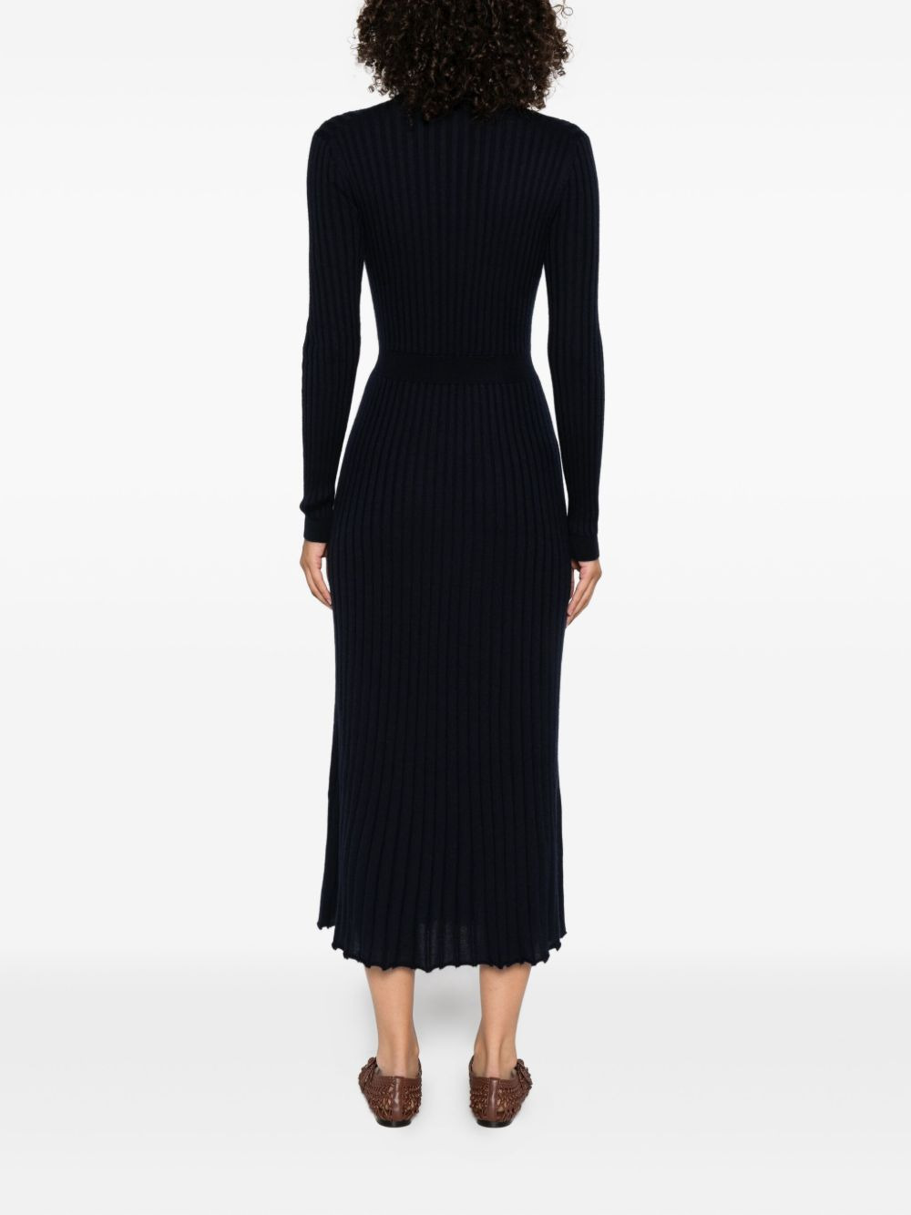 ribbed collared midi dress - 4