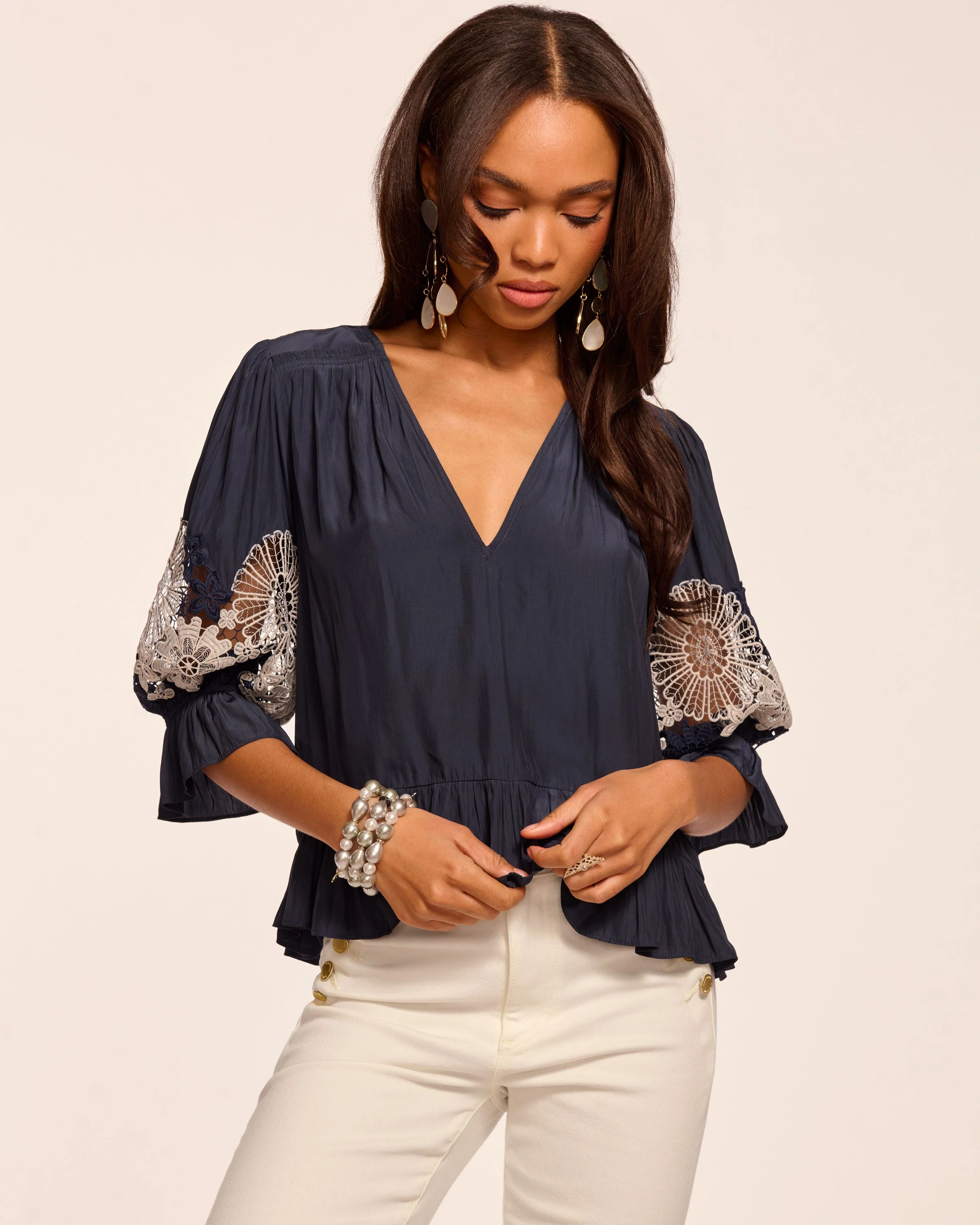 Berry Embroidered Short Sleeve Blouse - 1