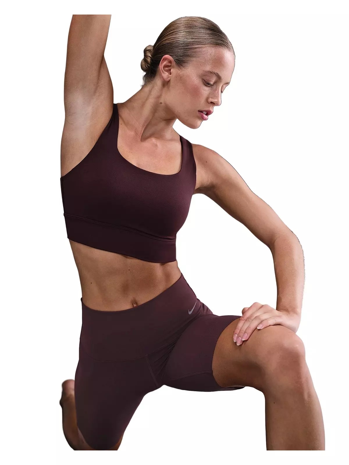 Women's Zenvy Medium-Support Padded Longline Sports Bra -Burgundy - 3