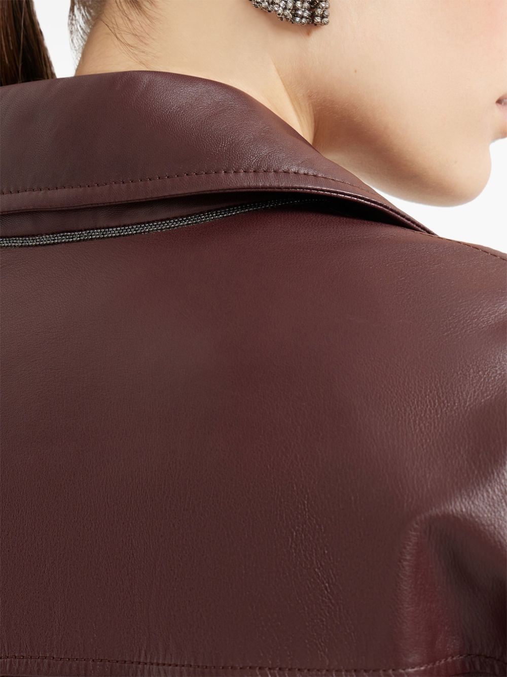 leather flap-pocket jacket - 5