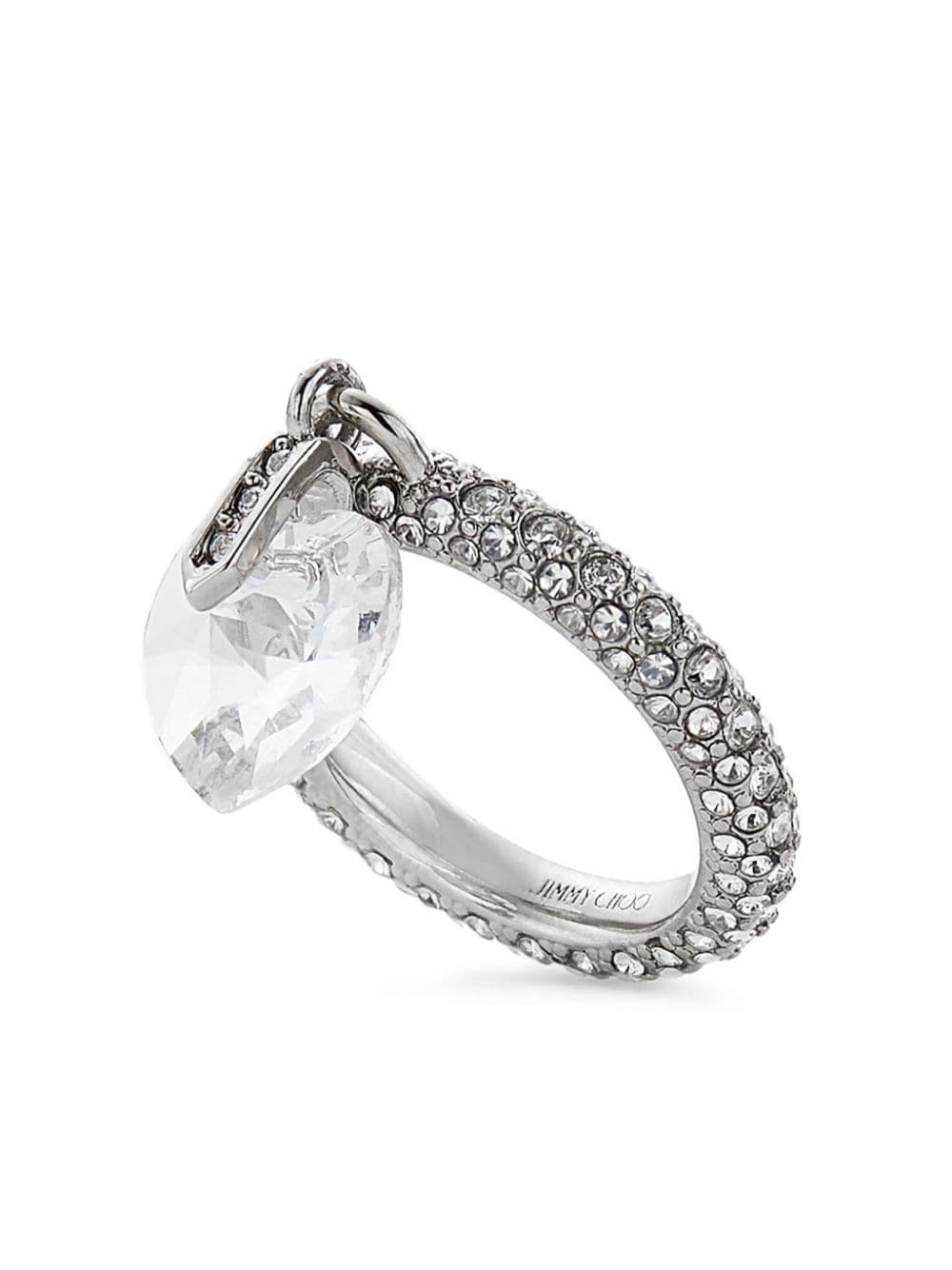 heart-charm crystal ring - 4
