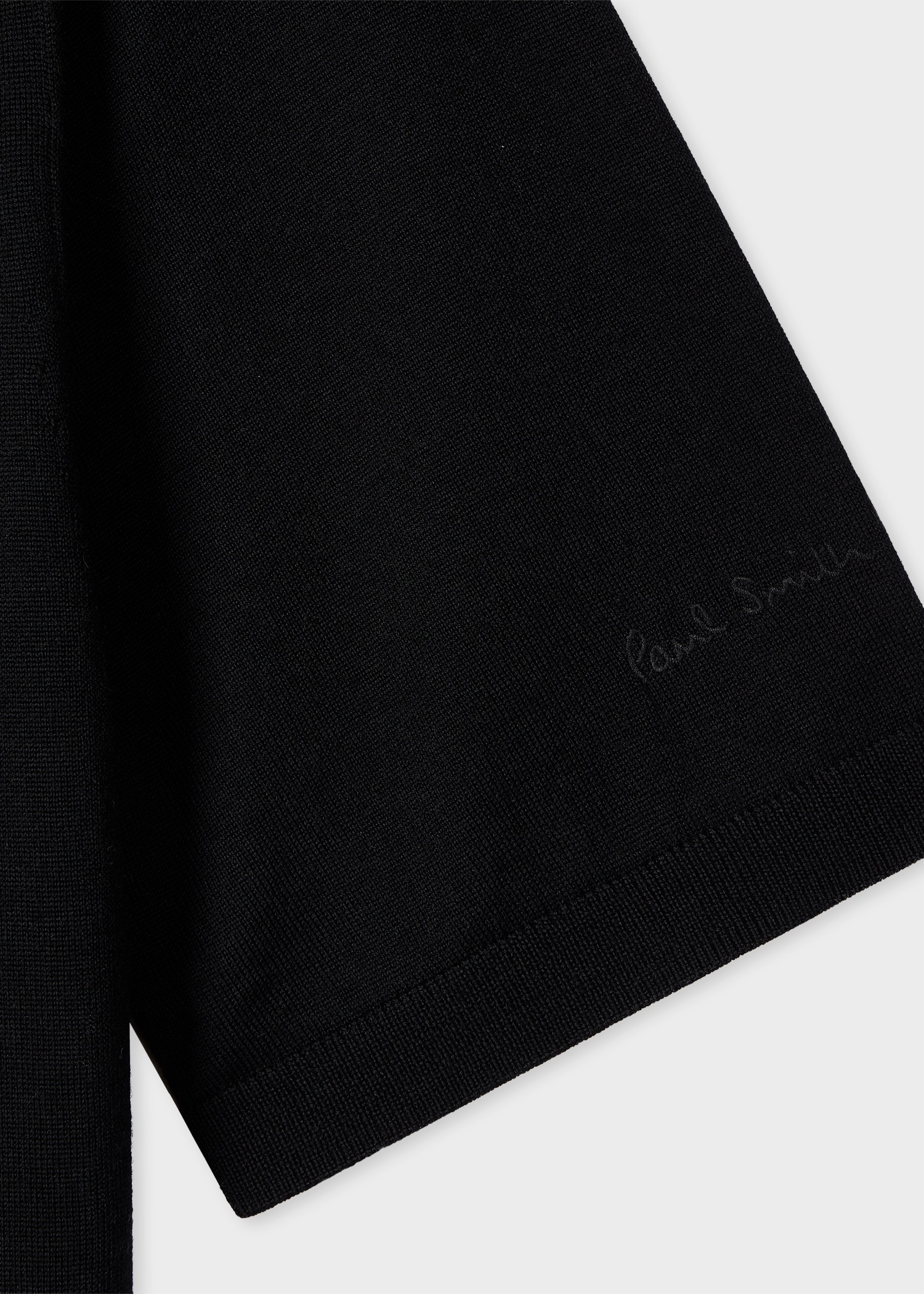 Black Merino Wool Short Sleeve Polo Shirt - 2