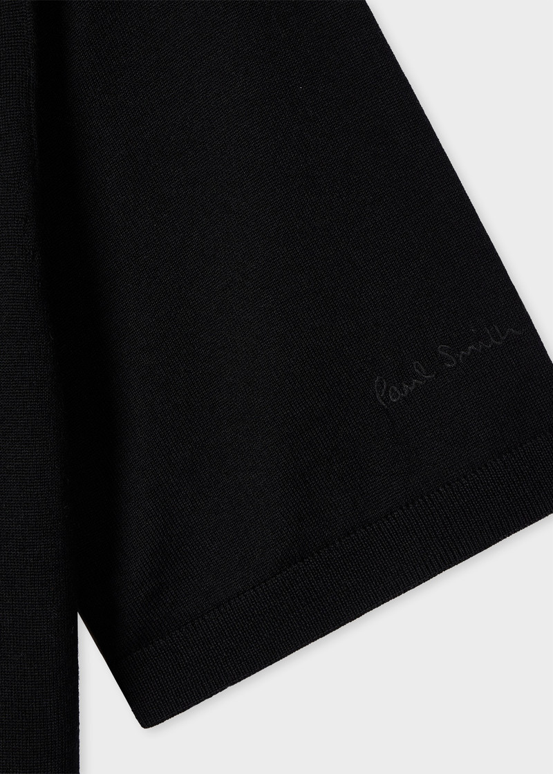 Paul Smith Black Merino Wool Short Sleeve Polo Shirt outlook