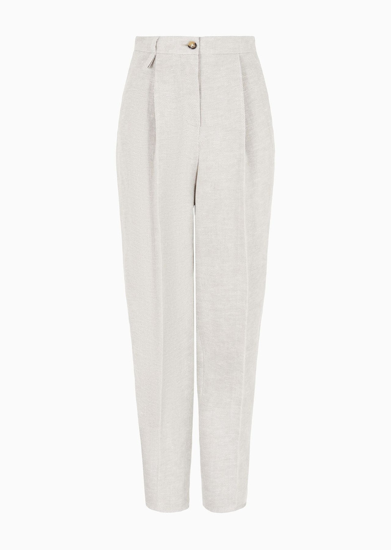 Icon oval-leg trousers in hemp and linen-blend drill 1