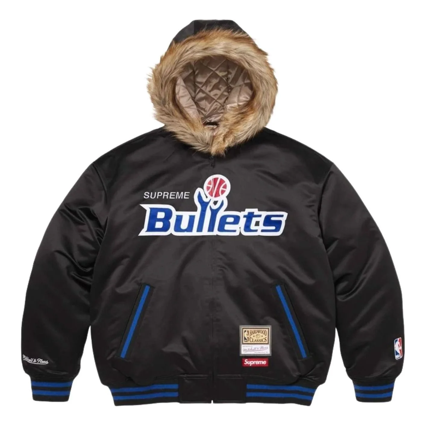 Supreme x Mitchell & Ness SS26 Teams Hooded Satin Varsity Jacket 'Black' SUP-SS26-285-BLK - 1