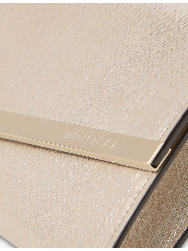 JIMMY CHOO Emmie Soft Metallic Linear Leather Clutch outlook