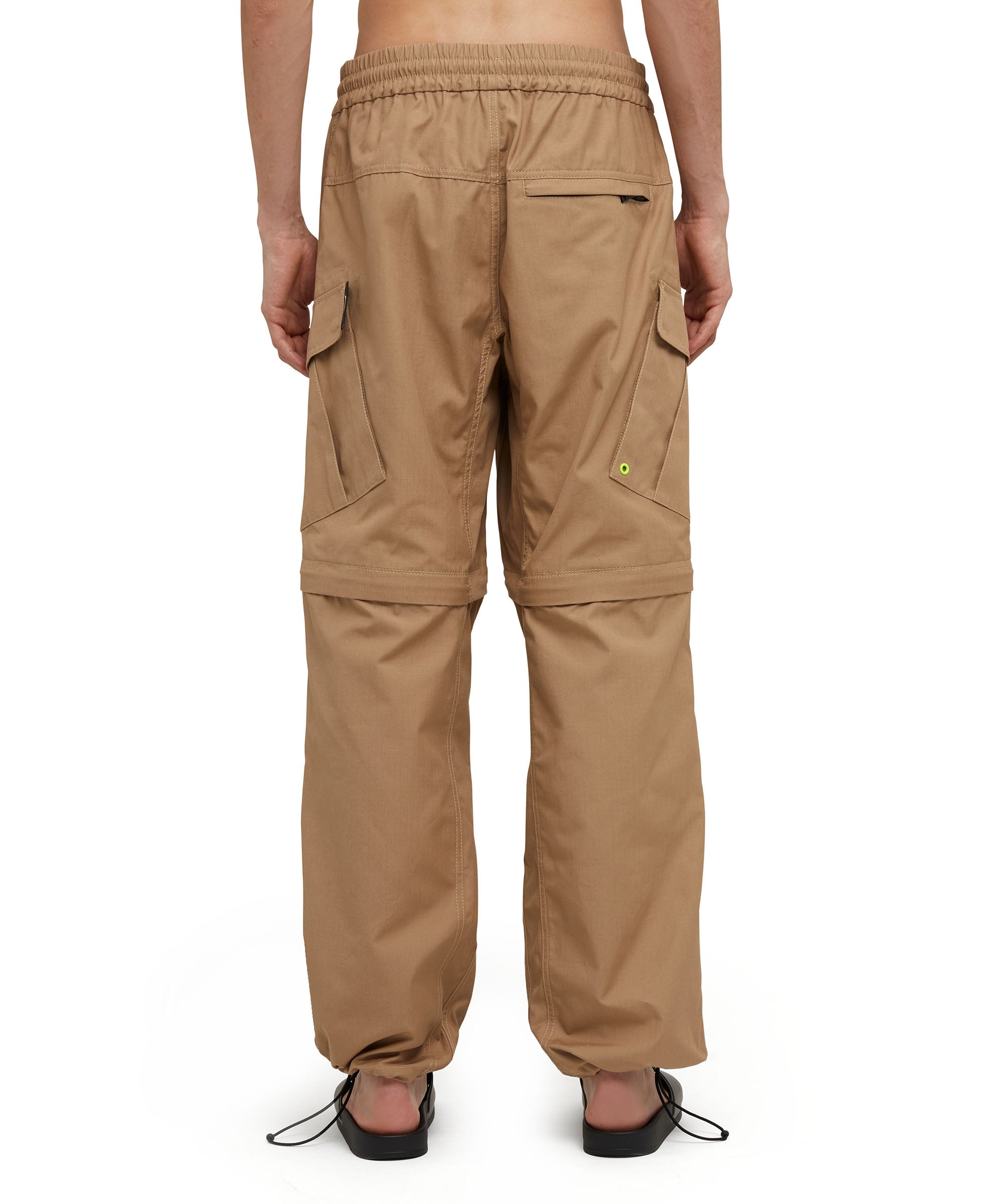 Solid color cotton cargo pants - 3