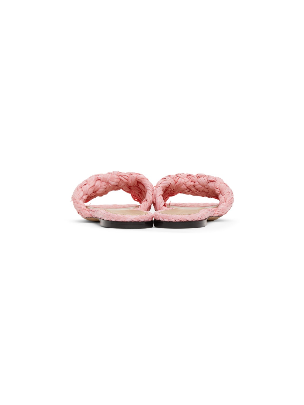 Pink Raffia Stretch Flat Sandals - 4