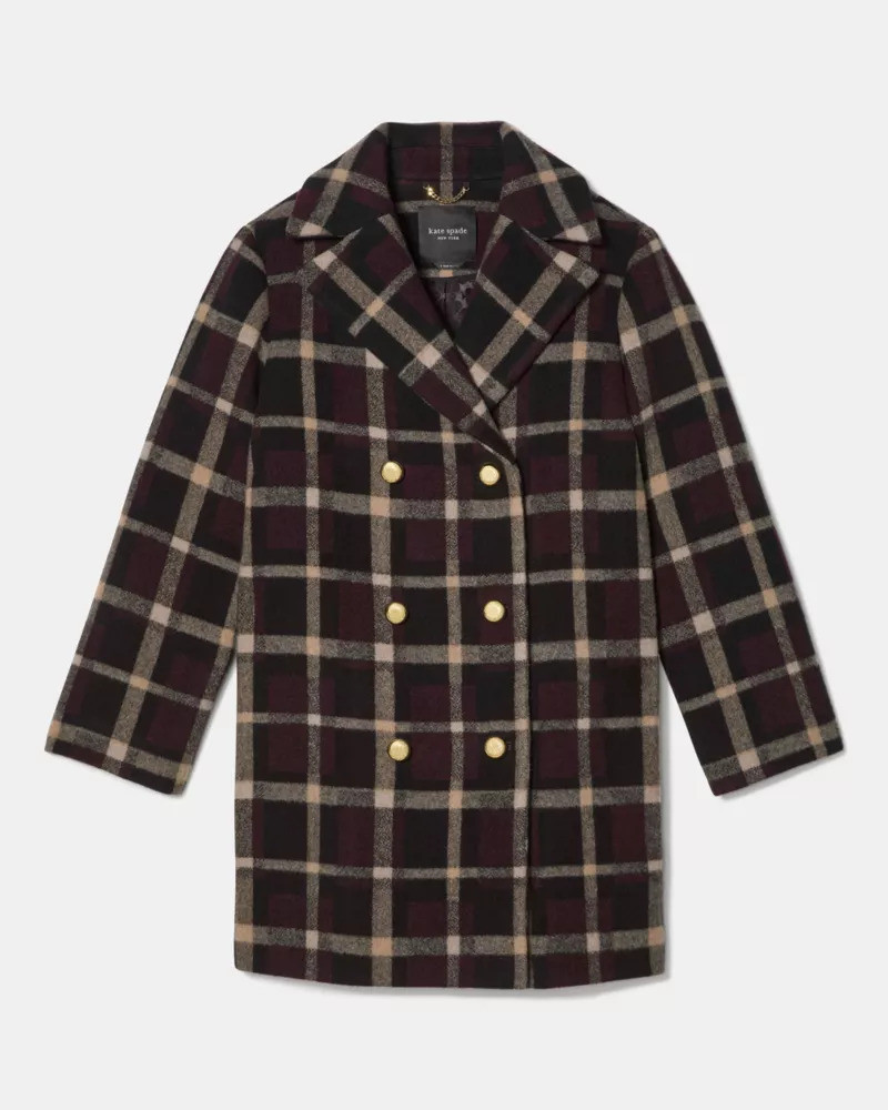 Plaid Double Breasted Coat 1