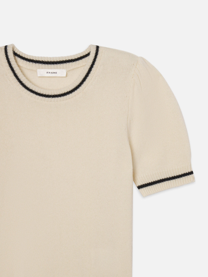 FRAME The Cashmere Gathered Sweater in Cream Multi outlook