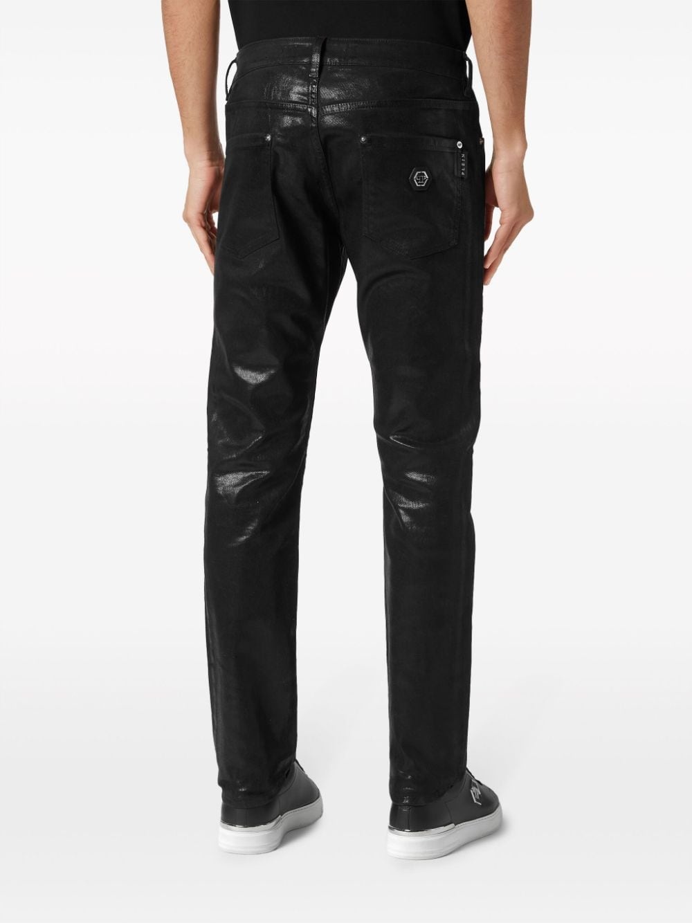 coated-finish straight-leg jeans - 4