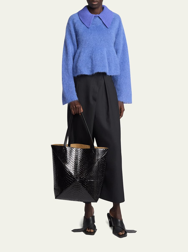 Loewe Puzzle Fold Large Patent Python-Embossed Tote Bag outlook