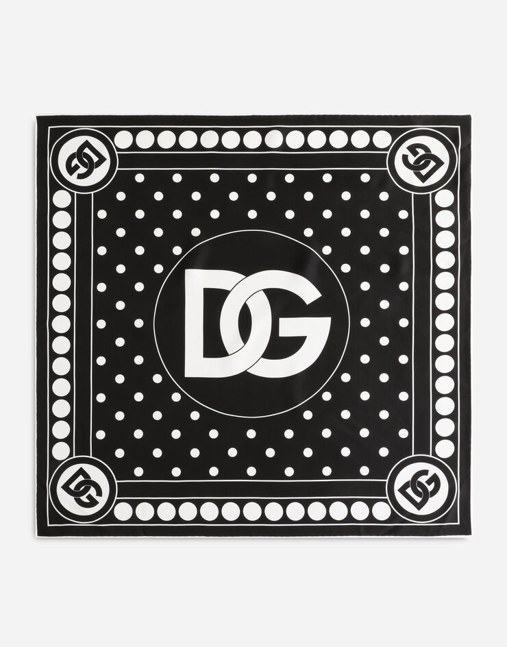 Twill scarf with polka-dot print and DG logo (70 x 70) - 1