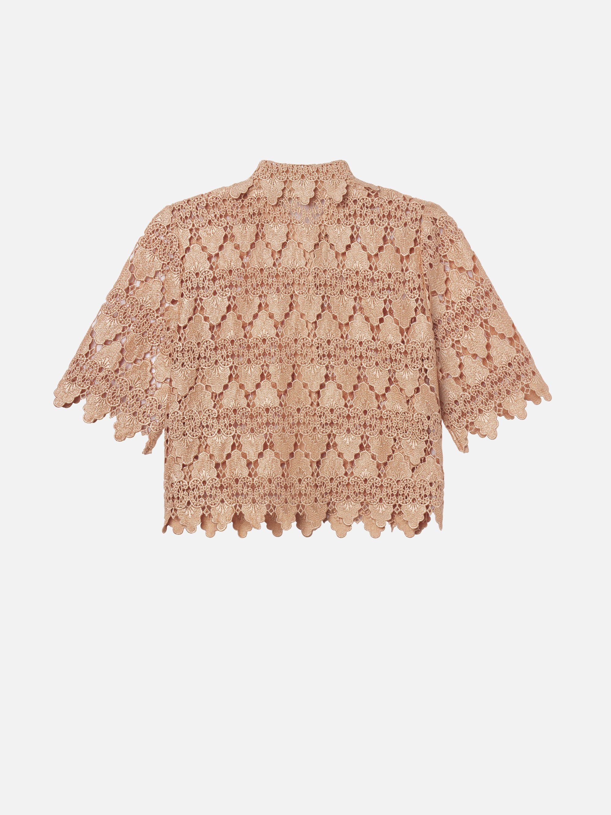 The Lace Button Up Shirt in Blush - 3