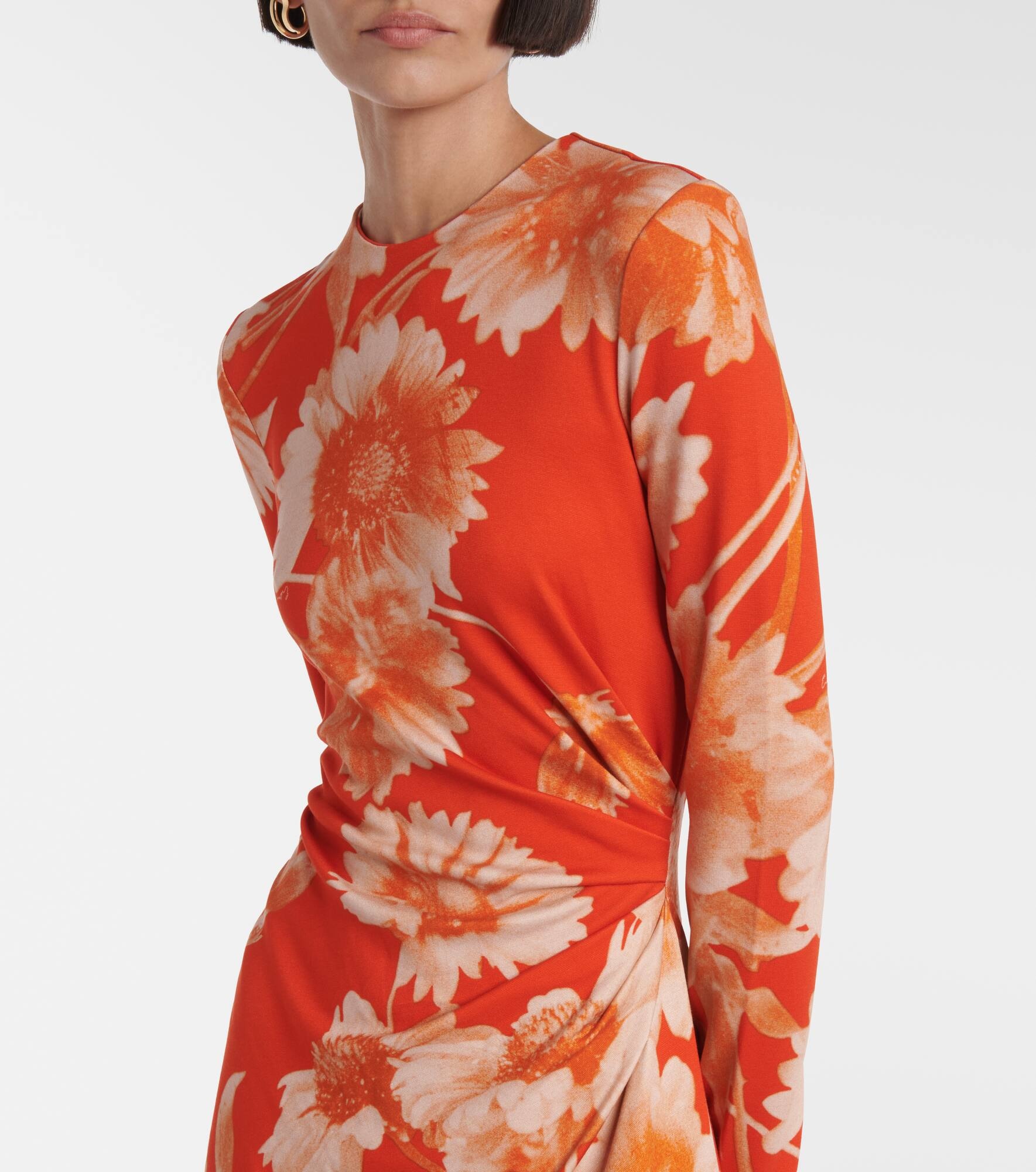 Floral draped ponte jersey midi dress - 4