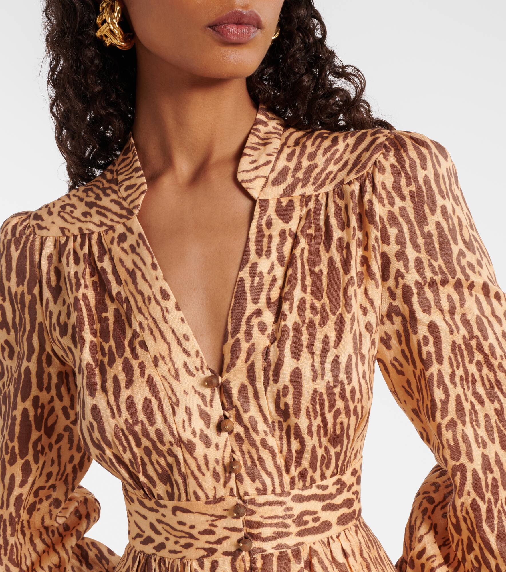 Cascadian leopard-print linen midi dress - 4