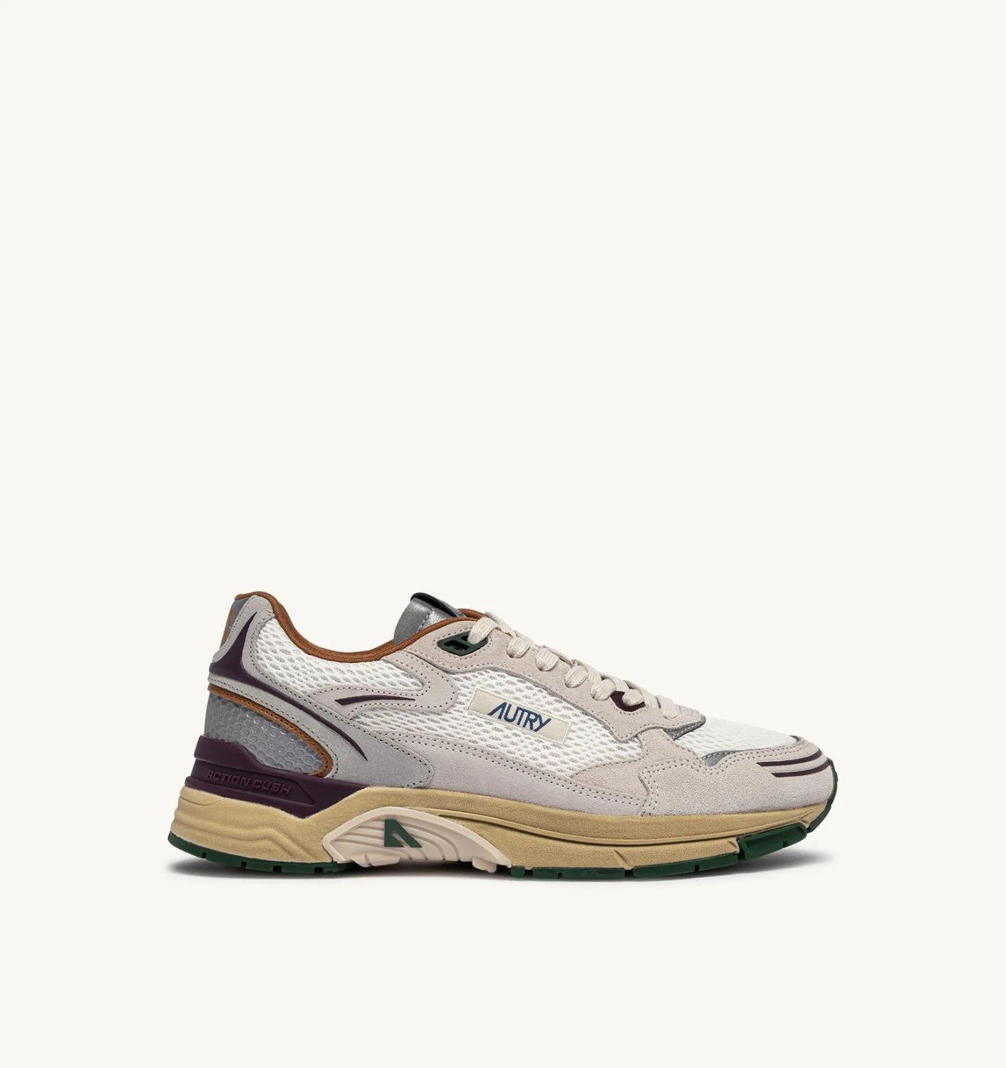 HYPERWAY SNEAKERS IN WHITE AND FIG SUEDE AND MESH - 1