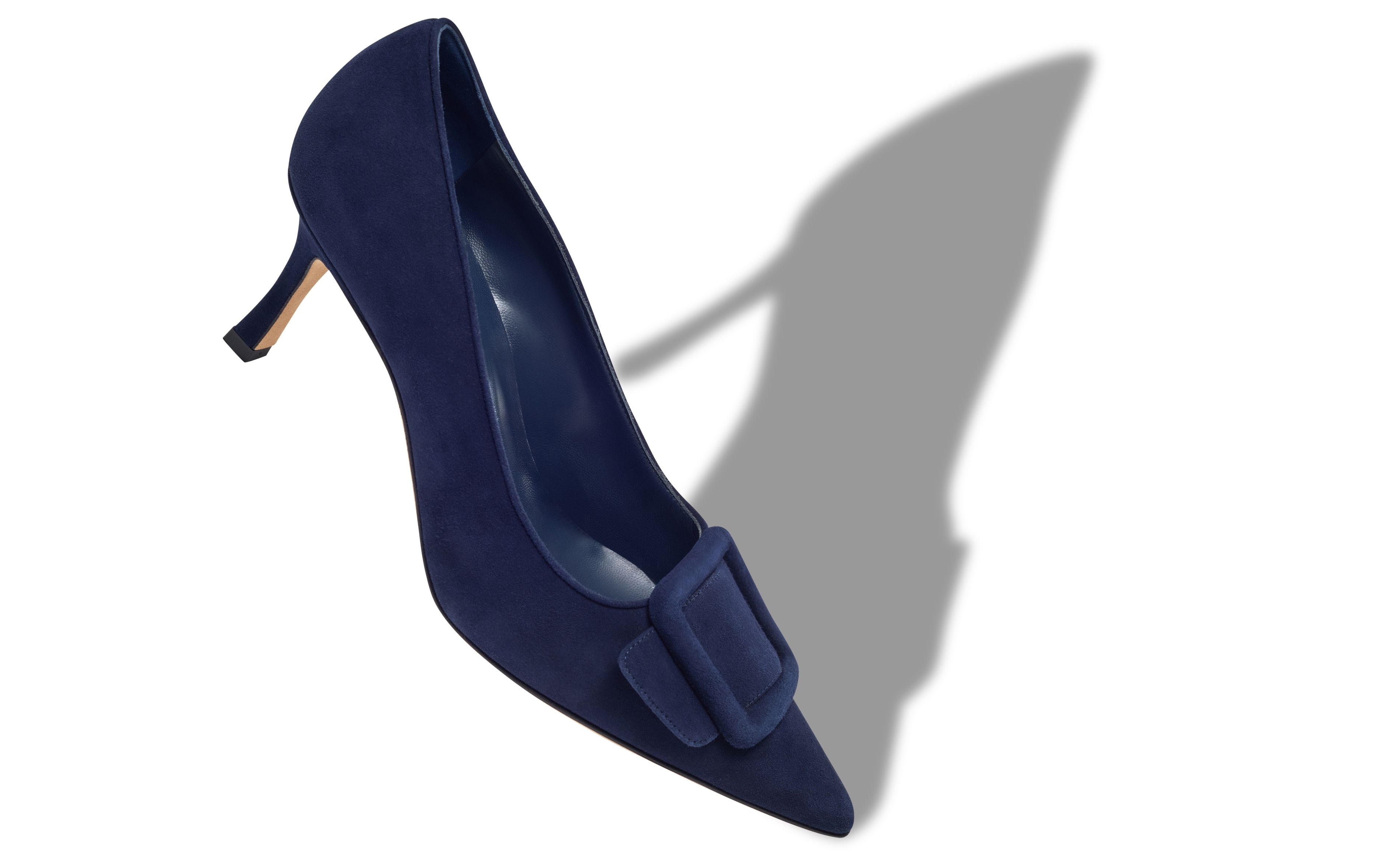 Navy Blue Suede Buckle Detail Pumps - 2