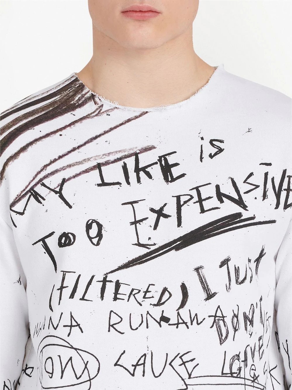 graphic-print raw-cut sweatshirt - 5