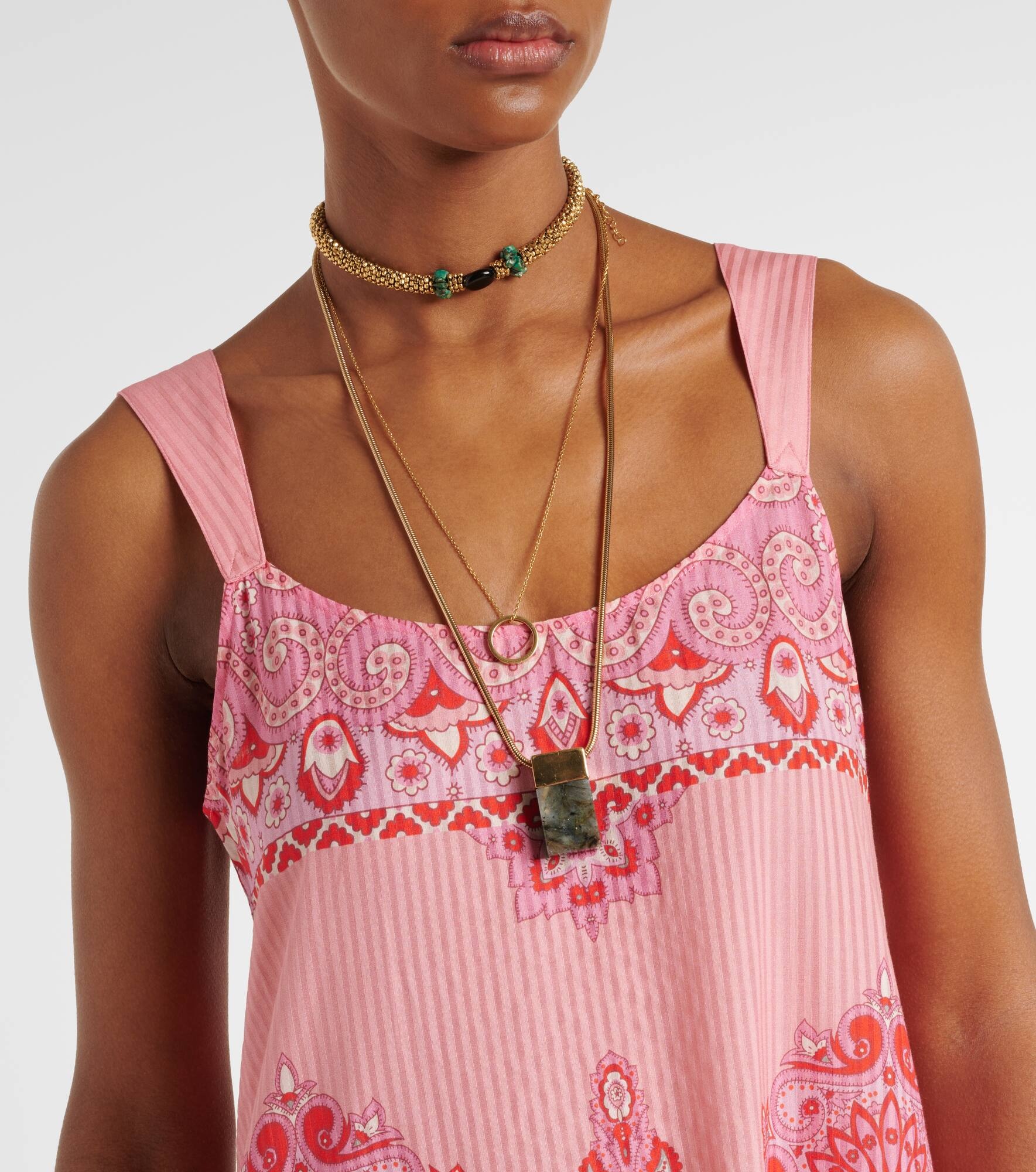 Printed cotton and silk maxi dress - 4