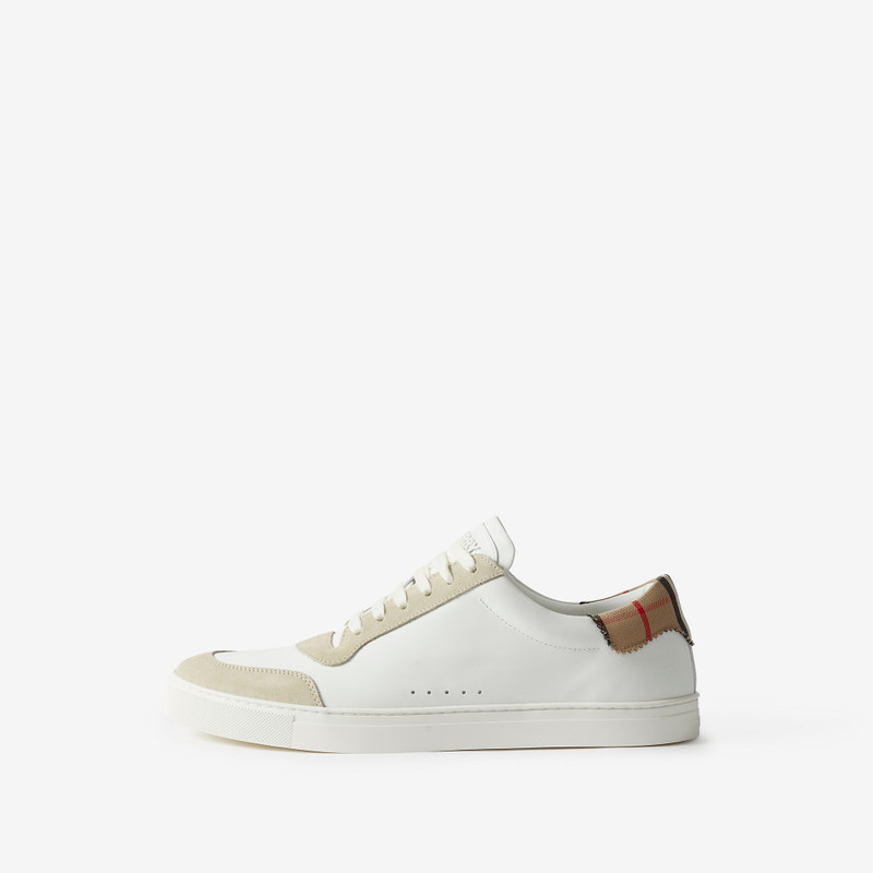 Leather, Suede and Check Cotton Sneakers 6