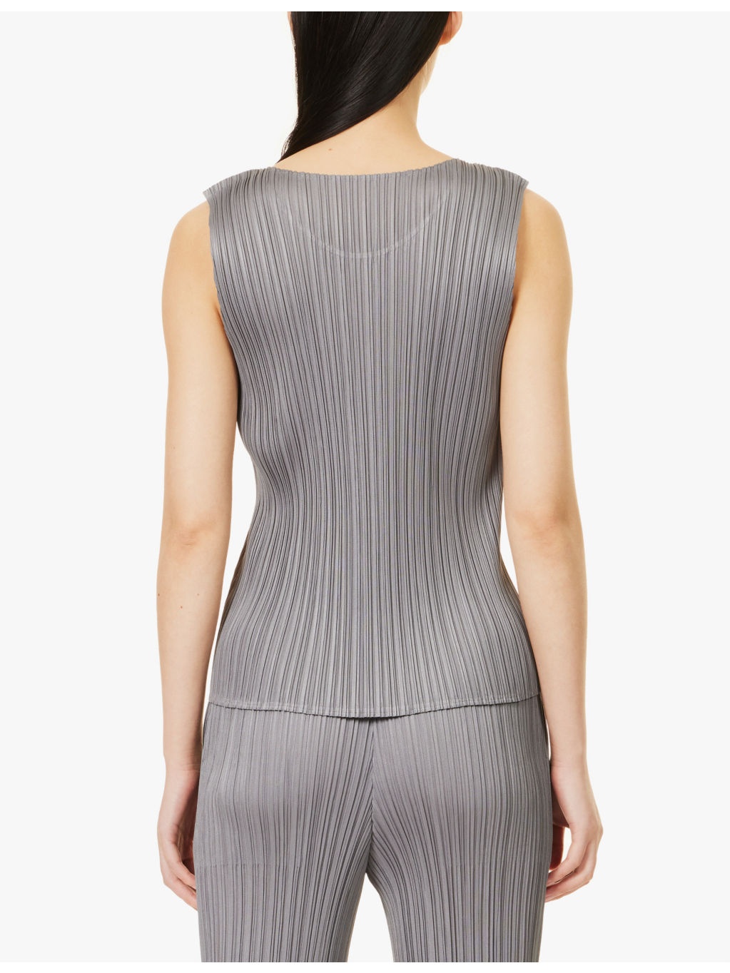 Basic sleeveless pleated knitted jersey top - 4