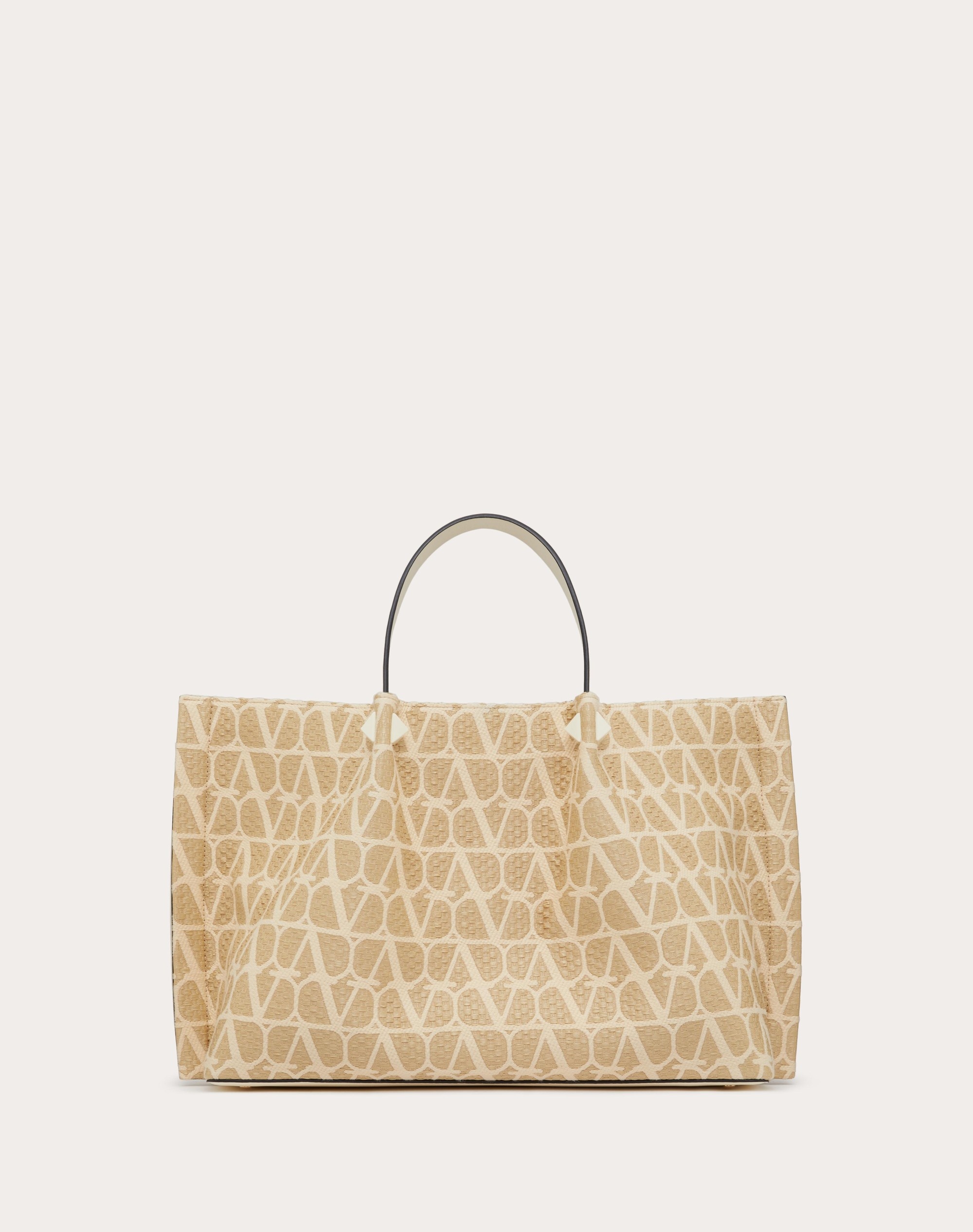MEDIUM TOILE ICONOGRAPHE RAFFIA SHOPPING BAG - 4