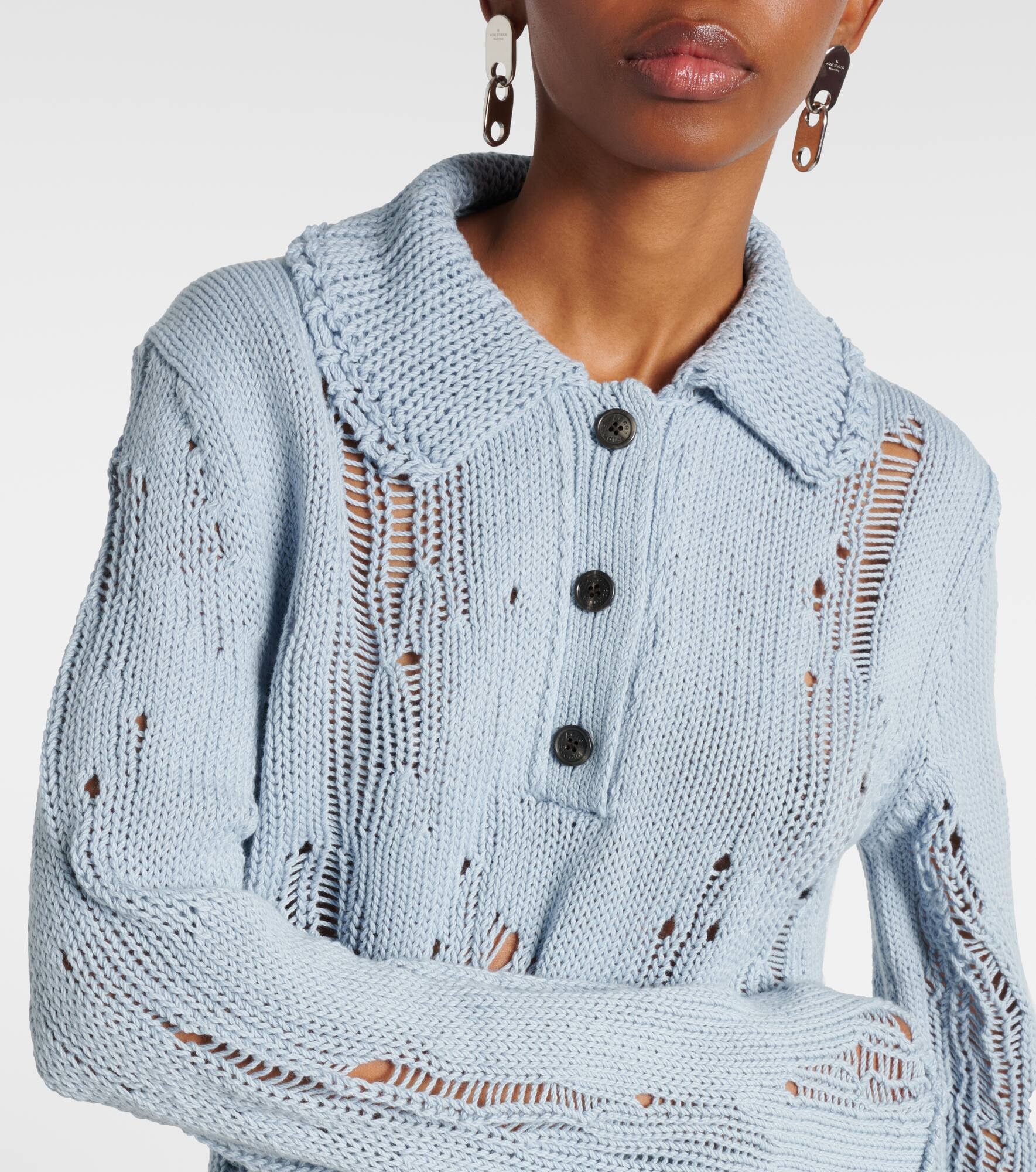 Distressed cotton and wool sweater - 4