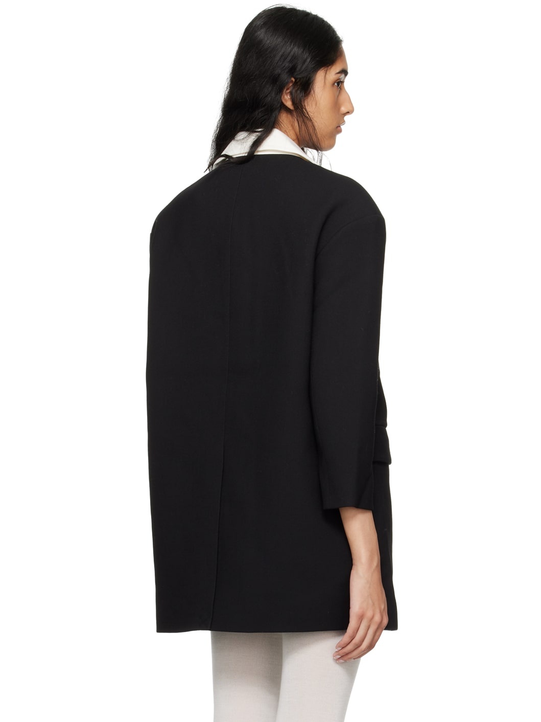 Black Retro Lapel Coat - 3