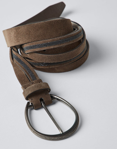 Brunello Cucinelli Suede calfskin shiny braid belt outlook