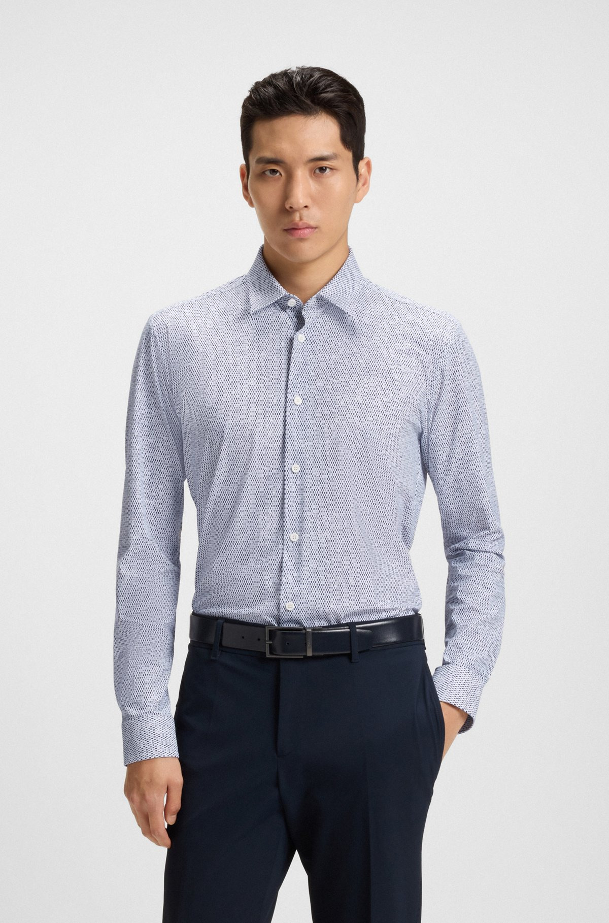 SLIM-FIT SHIRT IN PRINTED PERFORMANCE-STRETCH JERSEY - 2