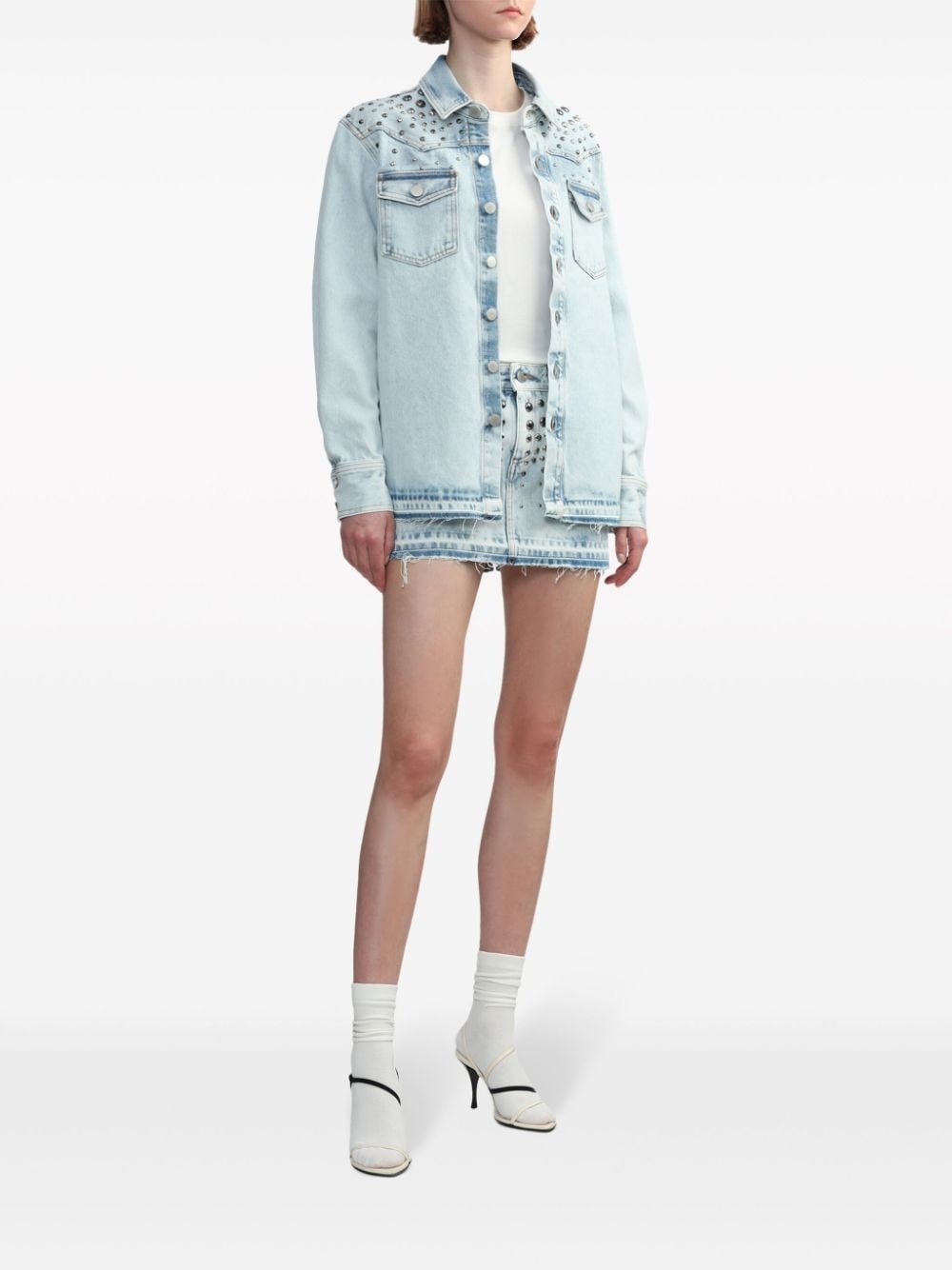stud-embellished denim miniskirt - 2