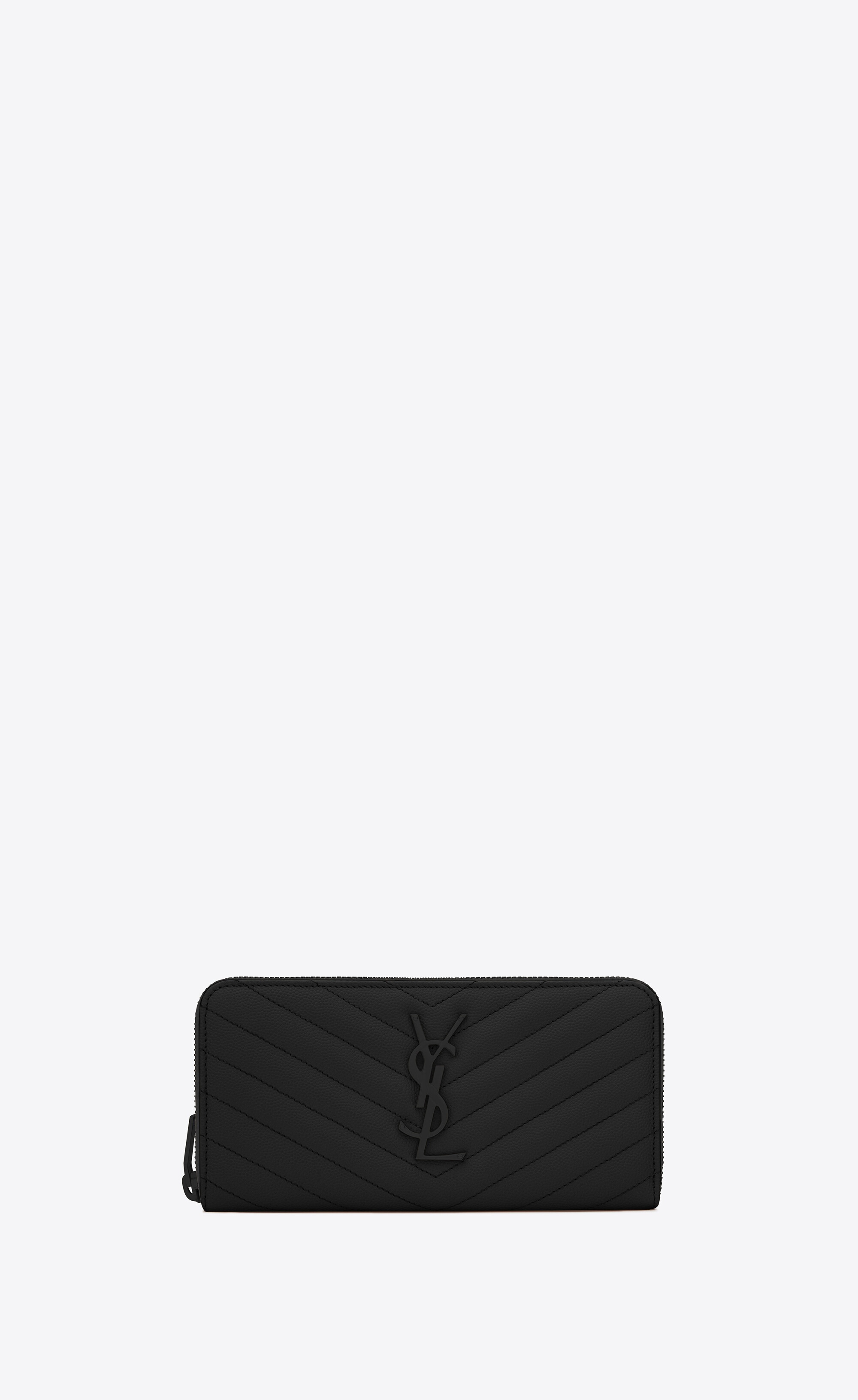 cassandre saint laurent matelassé zip around wallet in grain de poudre embossed leather - 1