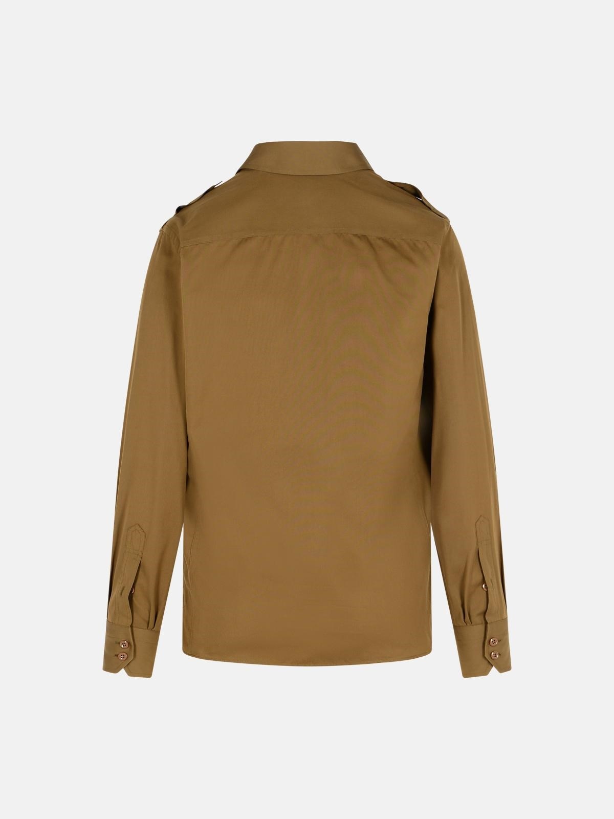 ARMY GREEN SILK BLEND SHIRT - 3