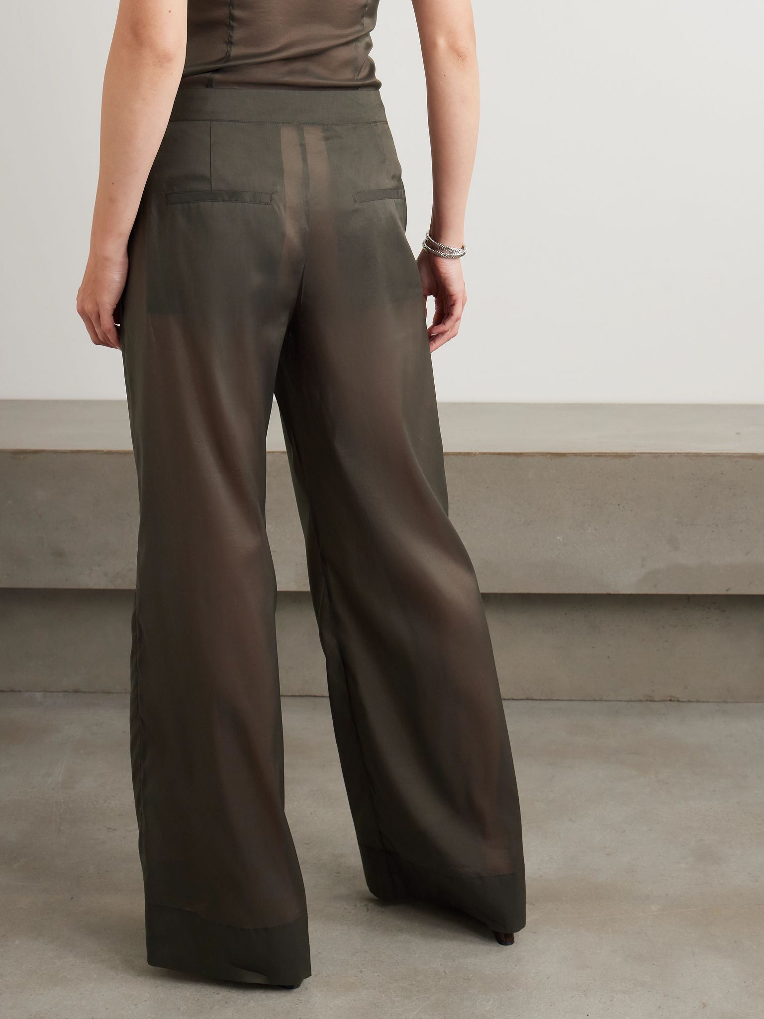 Organza wide-leg pants Dark brown - 3
