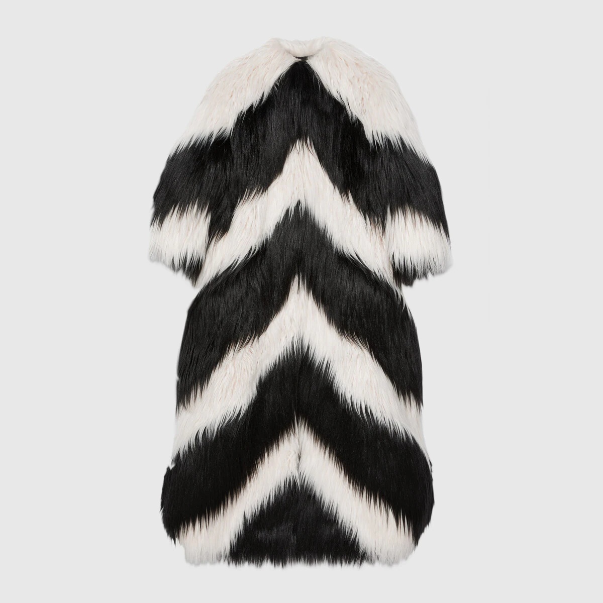Geometric intarsia faux fur coat - 1
