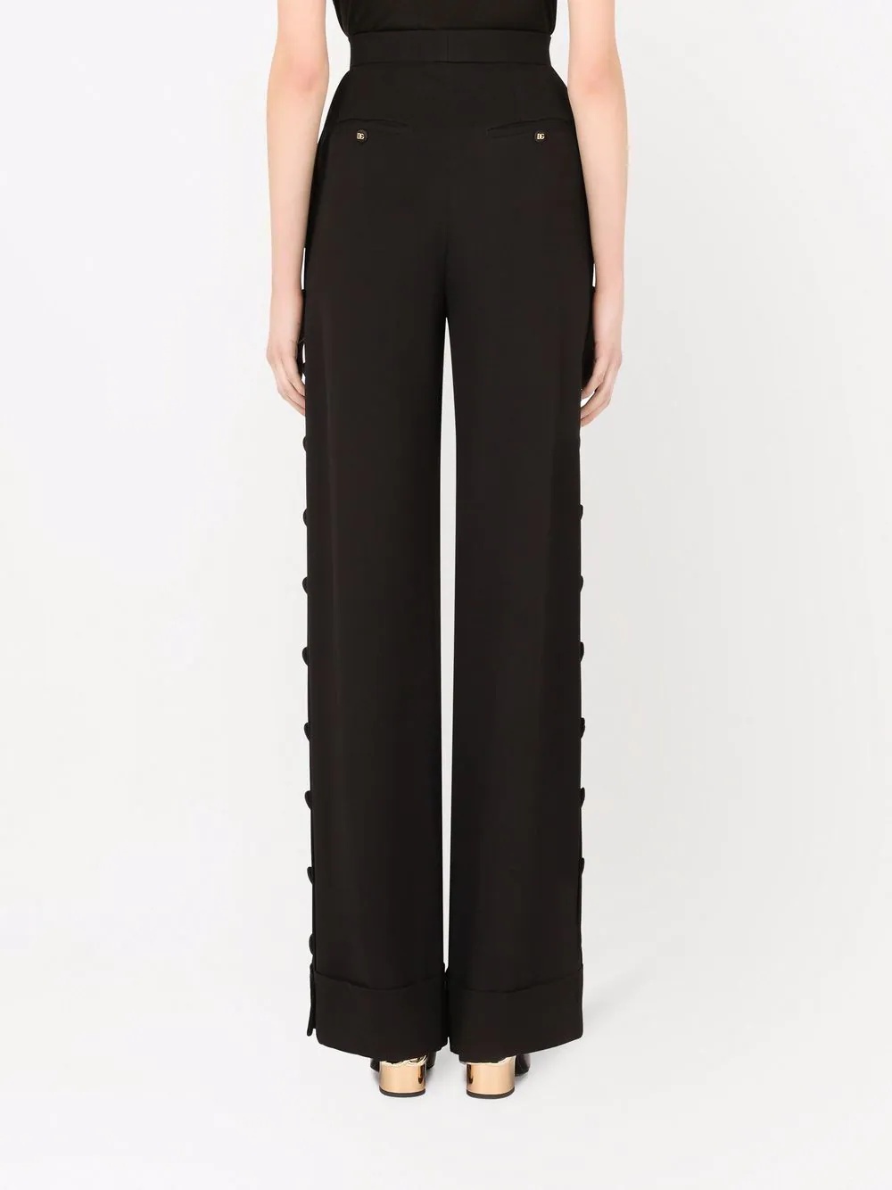 button-detail palazzo pants - 4