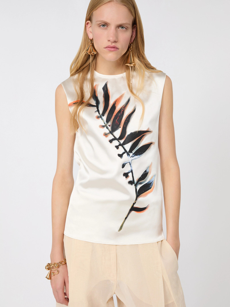 GENERO Sleeveless double-layer satin and tulle top - WHITE 6
