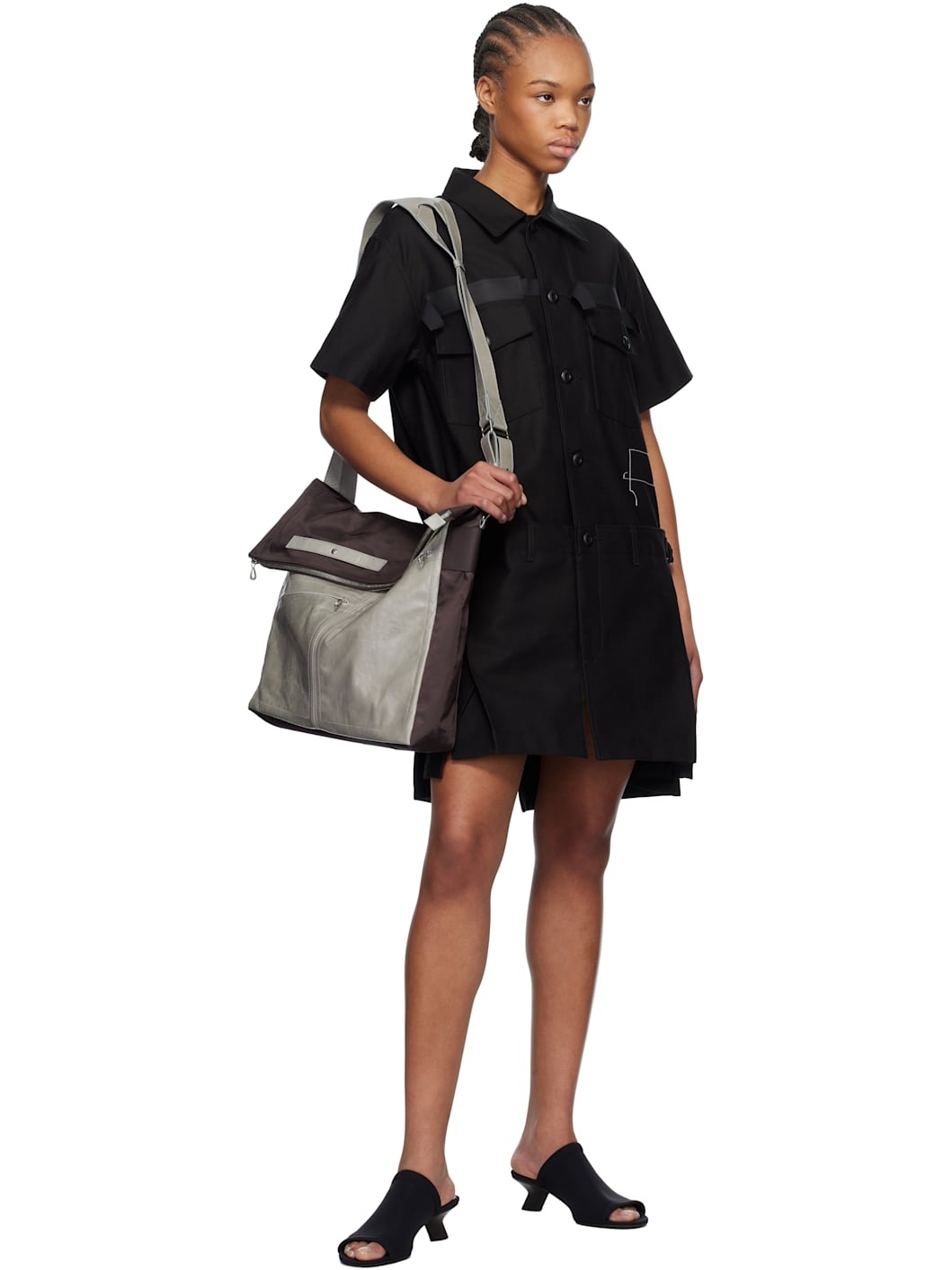 Black WTAPS Edition Cotton Back Satin Minidress - 4