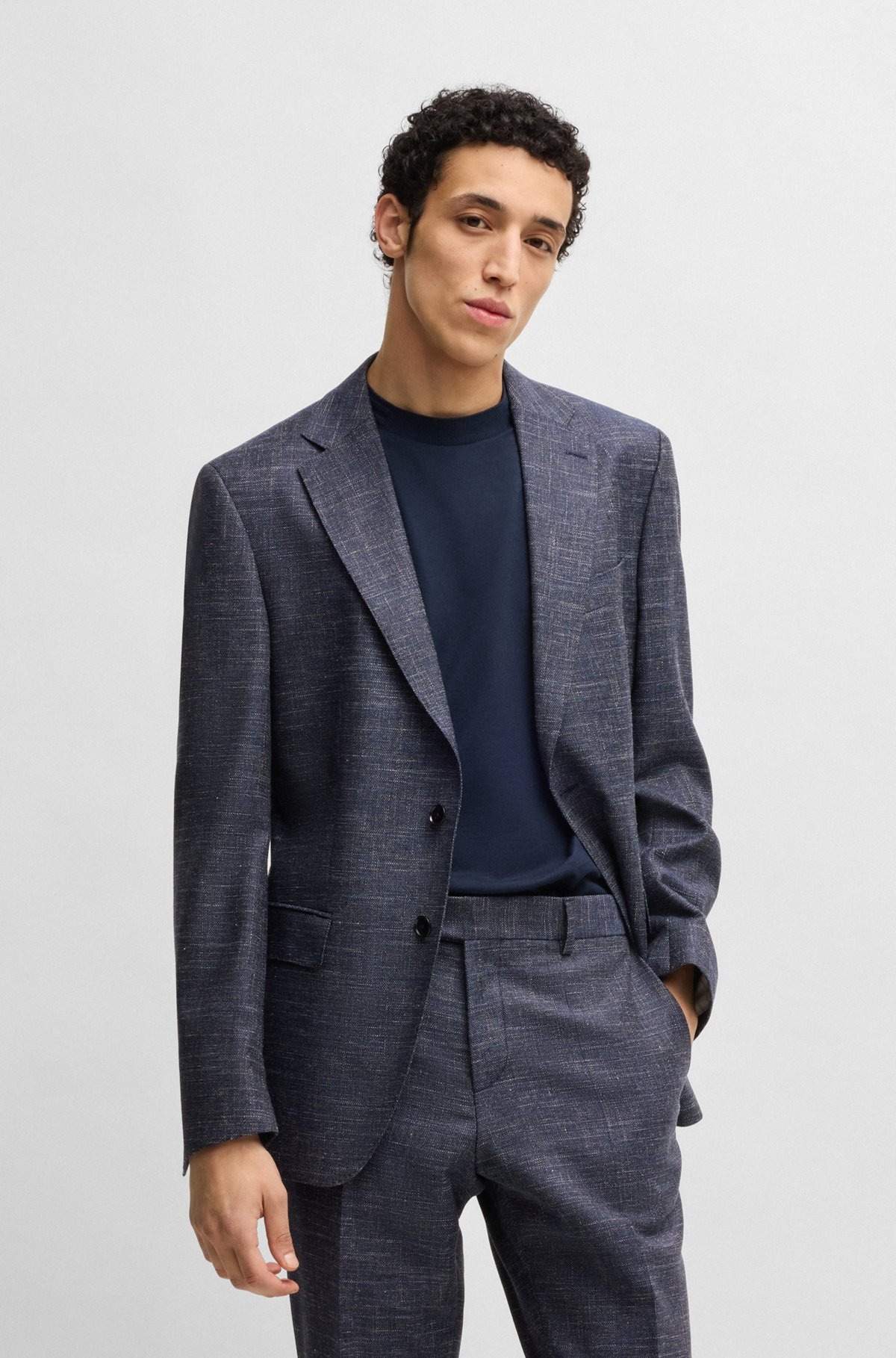 SLIM-FIT SUIT JACKET IN PATTERNED STRETCH FABRIC - 2