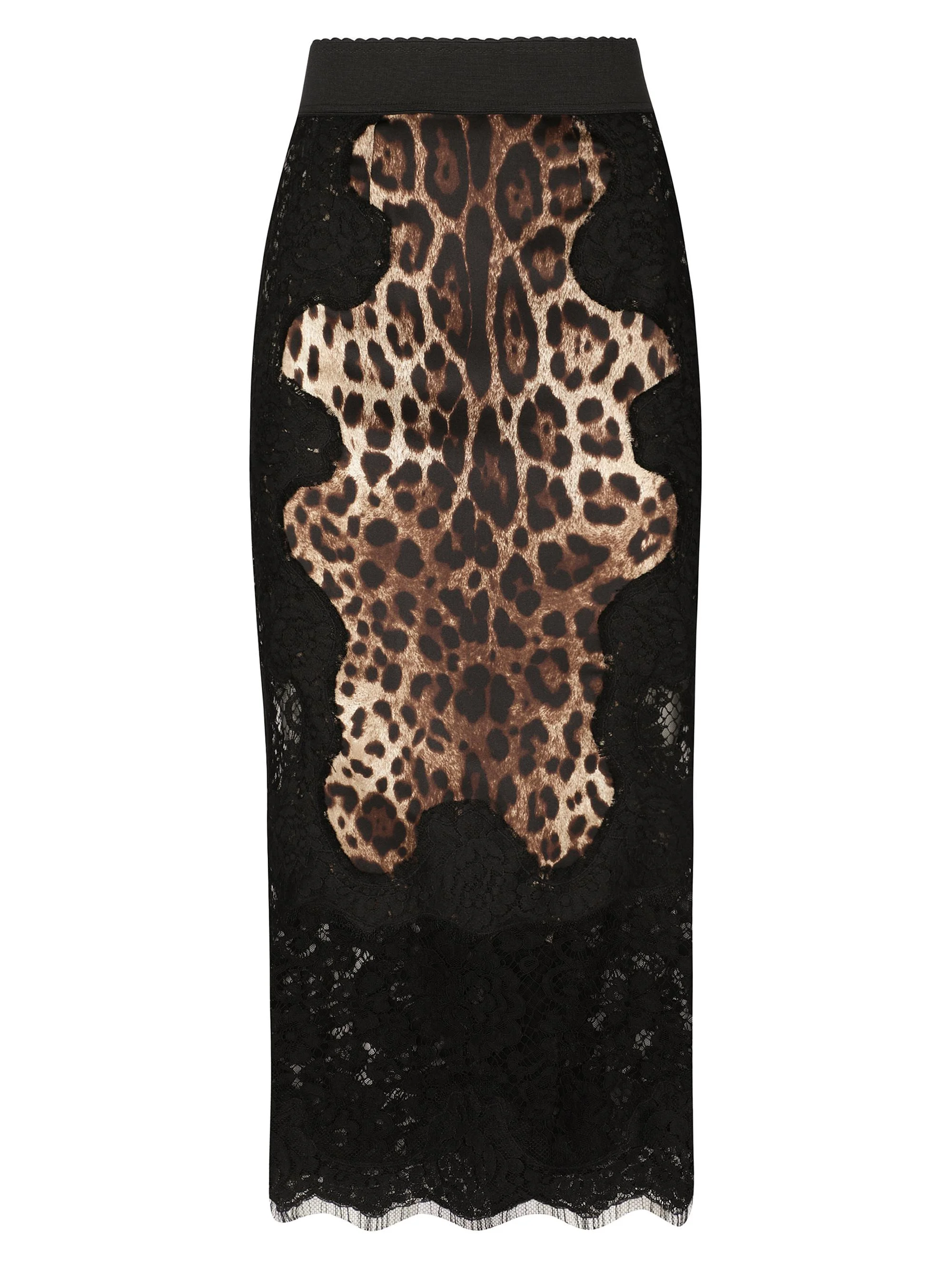 Women's Lace Leopard-Print Patch Midi-Skirt - Leo New - 1