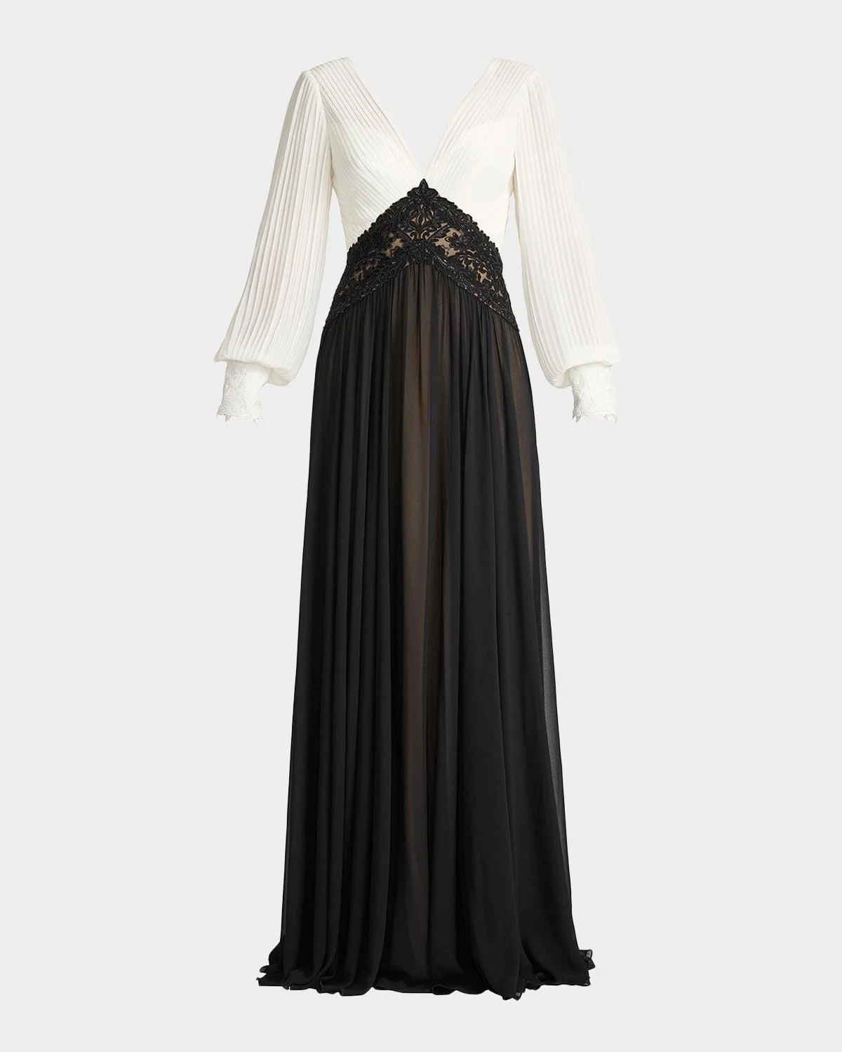 Embroidered Two-Tone Georgette Gown - 1