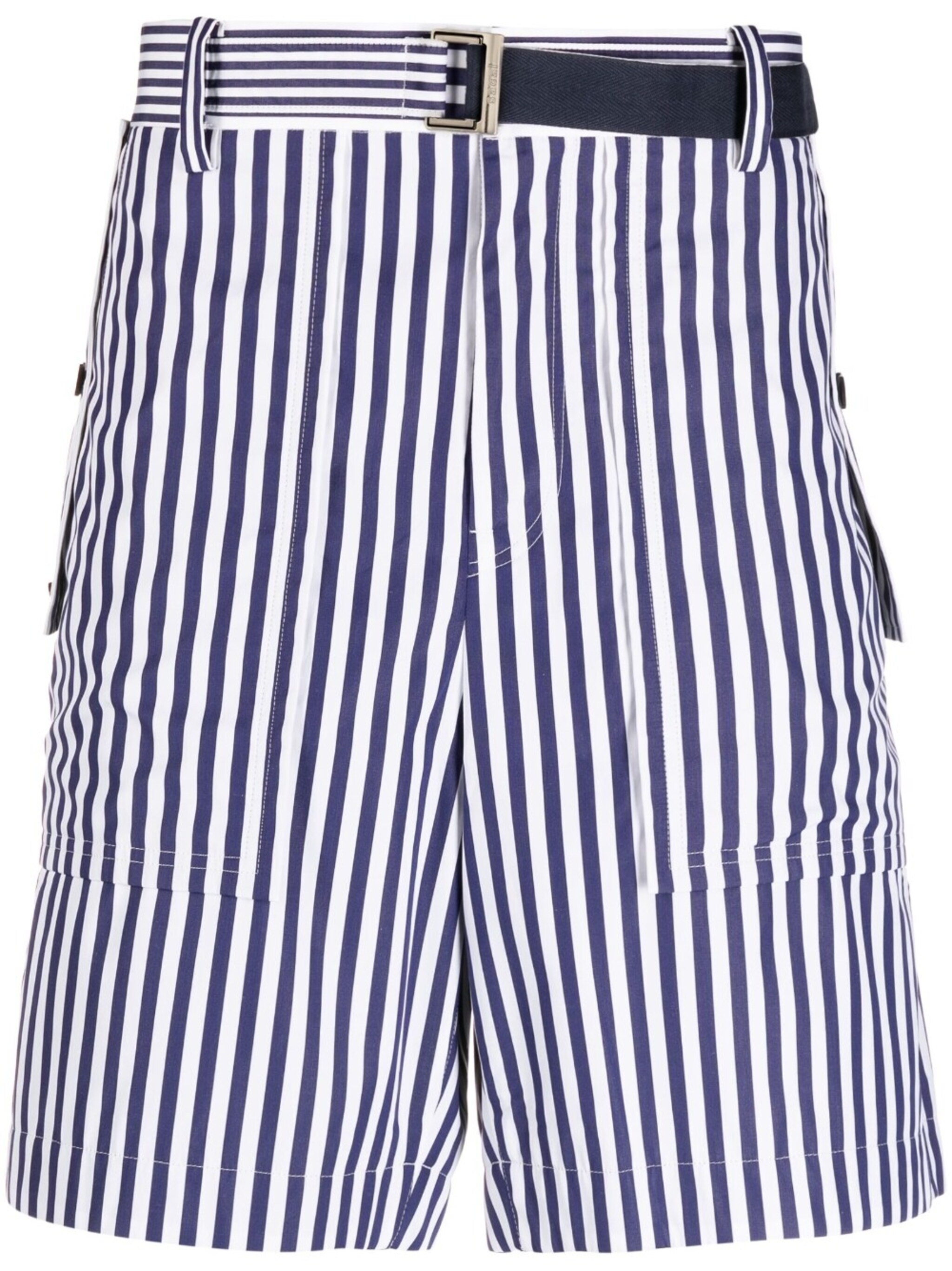 vertical-stripe print cotton shorts - 1