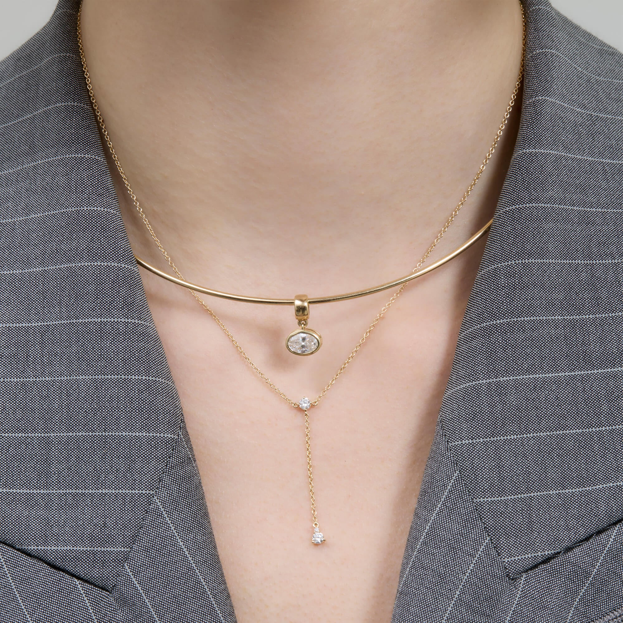LAB-Created Oval Diamond Charm - 5
