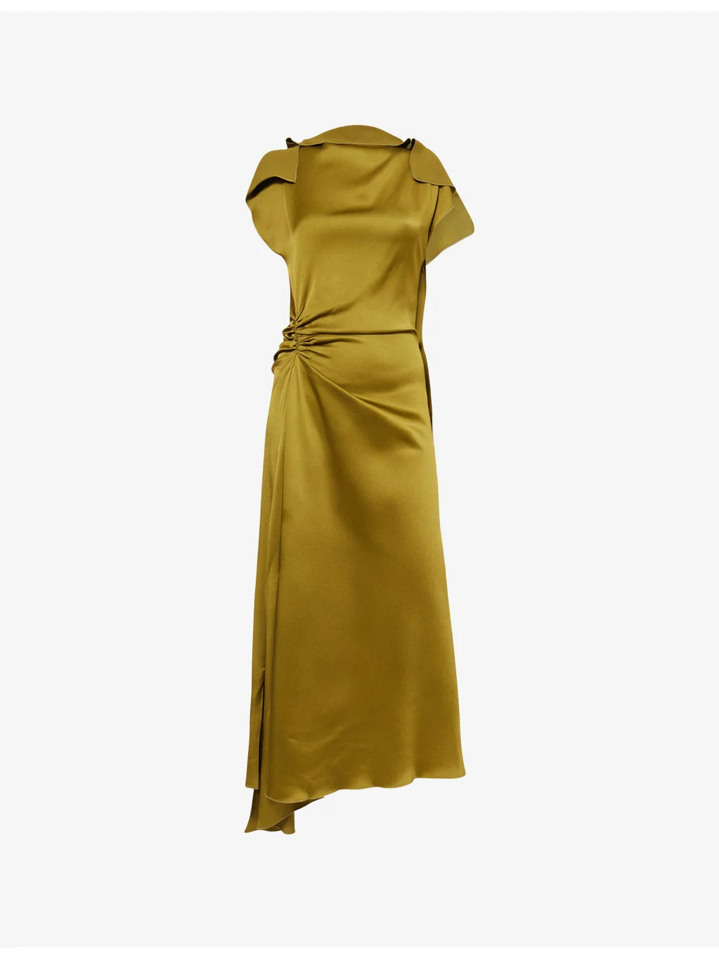 Sleeveless Draped Satin Midi Dress - 1