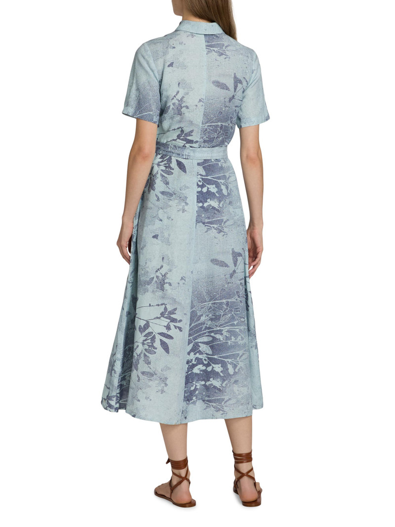 Women's Audria Floral Linen-Blend Belted Midi-Dress - Sky Floral 5